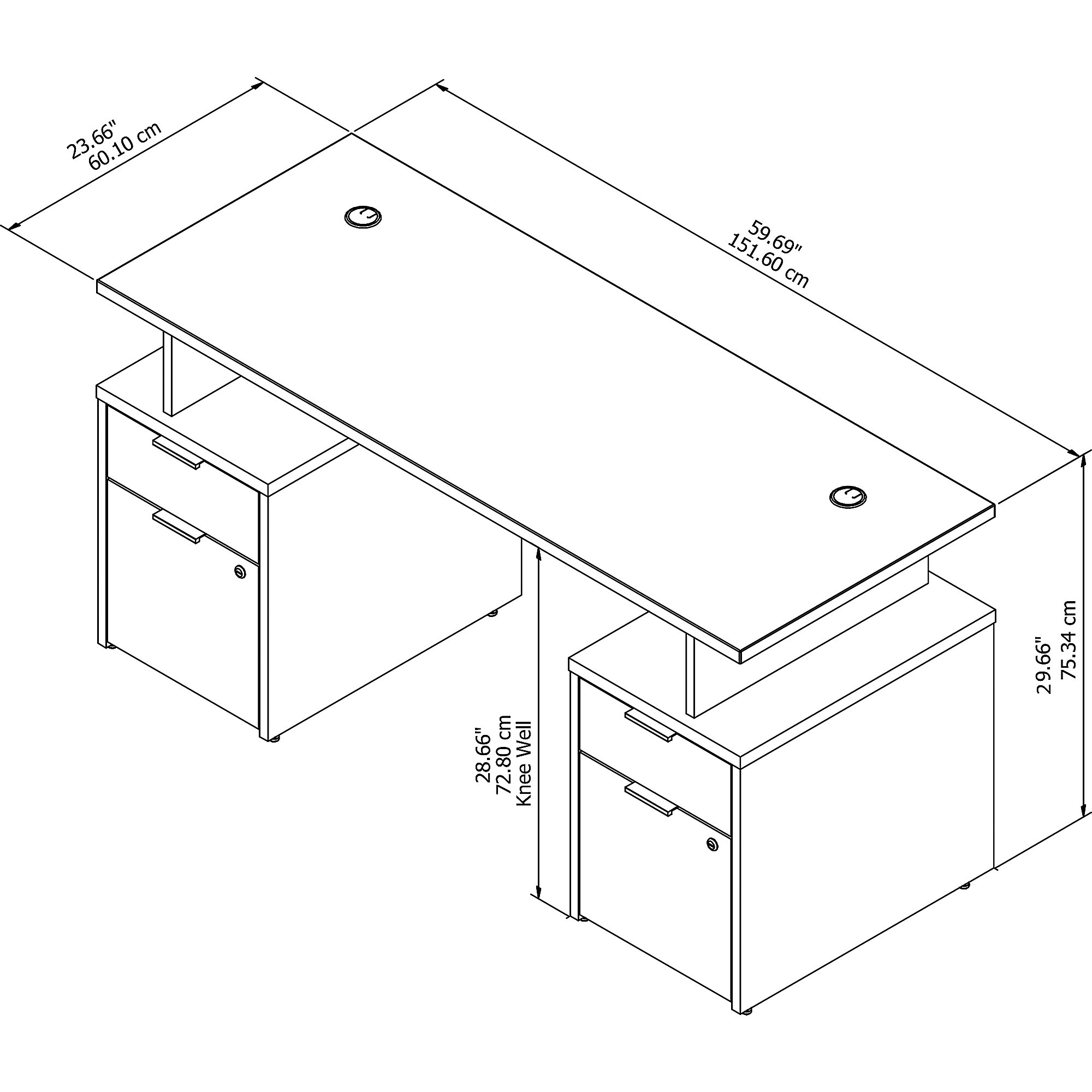 Home office furniture desk 4 drawers dimensions 60w