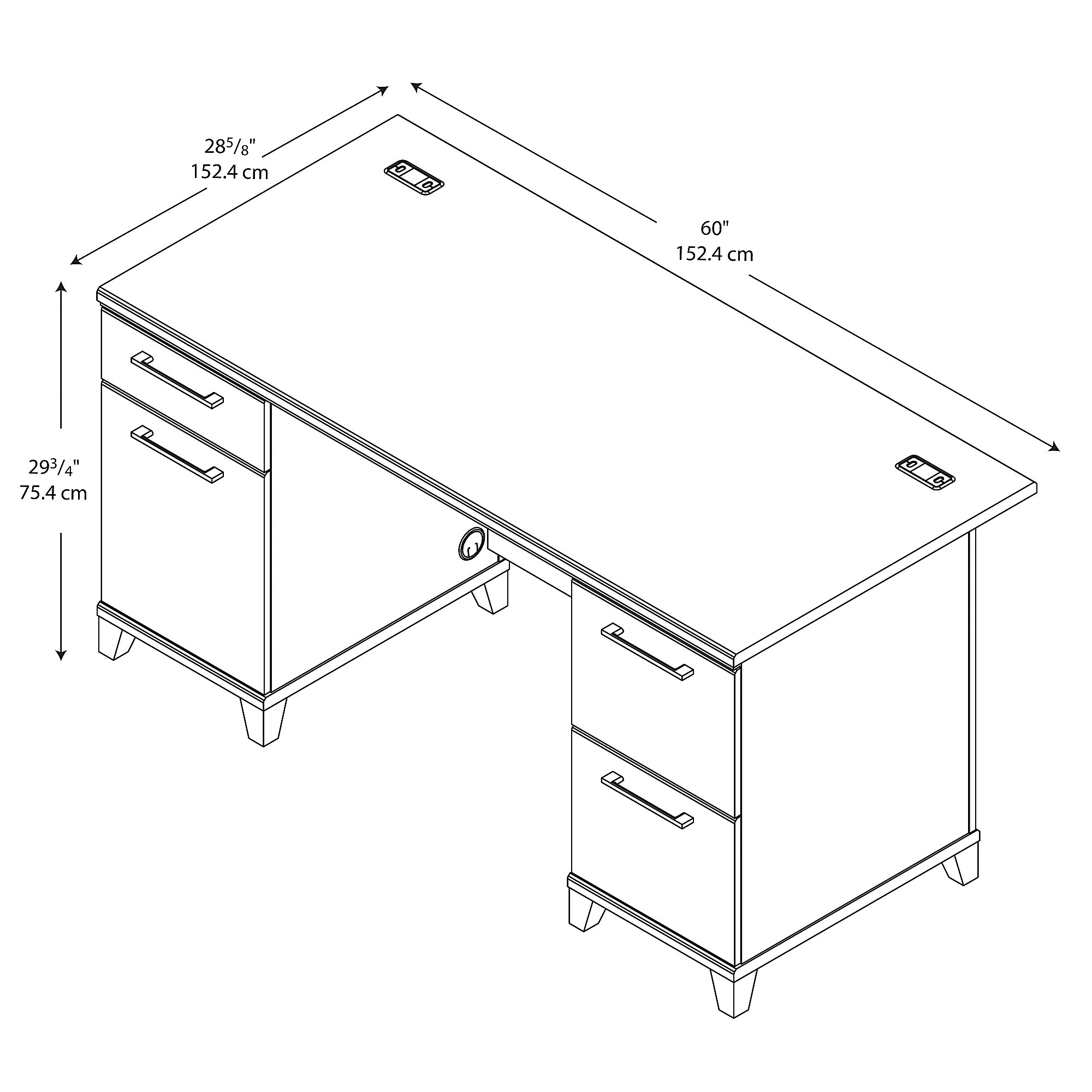 Home office furniture desk straight dimensions 60W 1