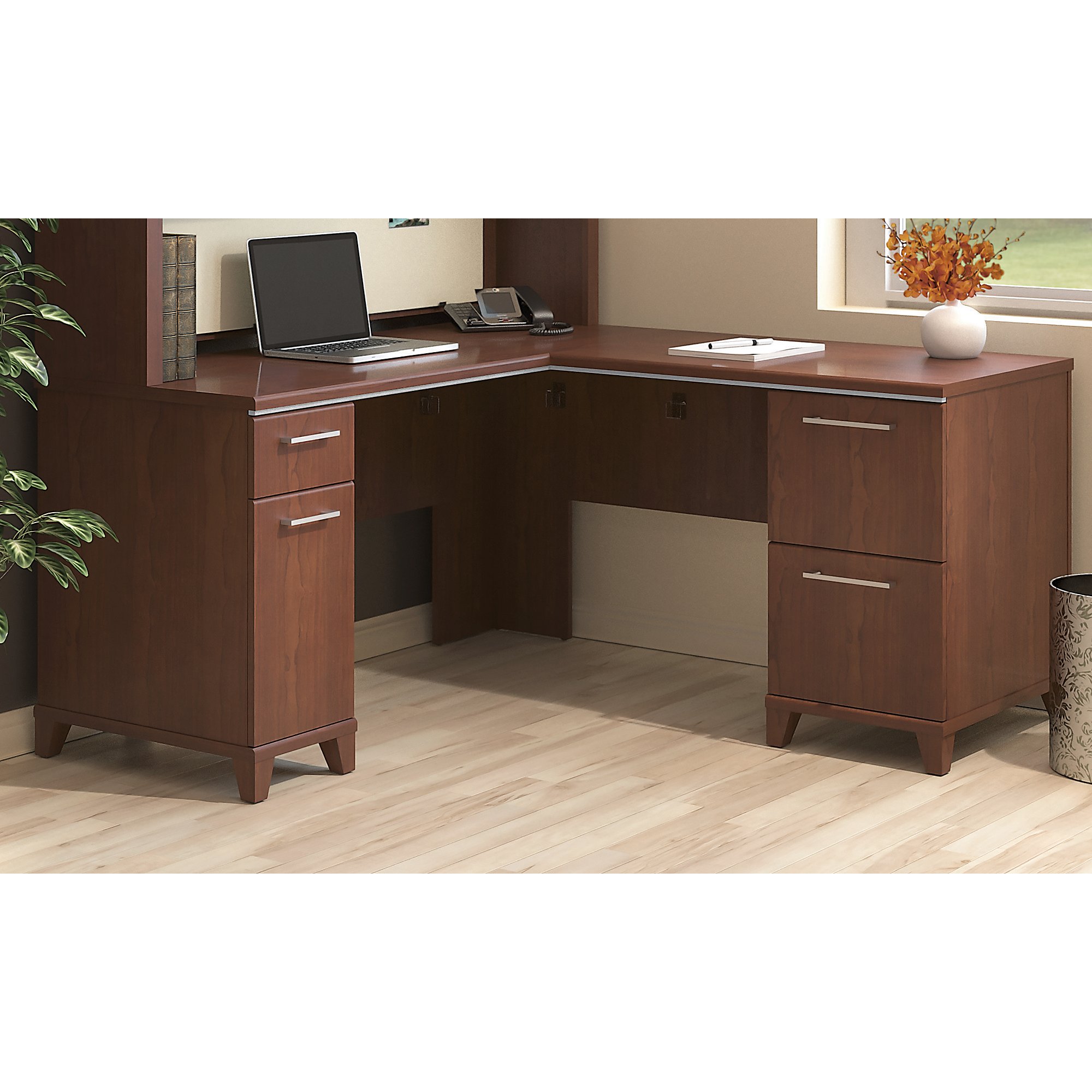 Home office furniture l shaped desk with drawers environmental 1