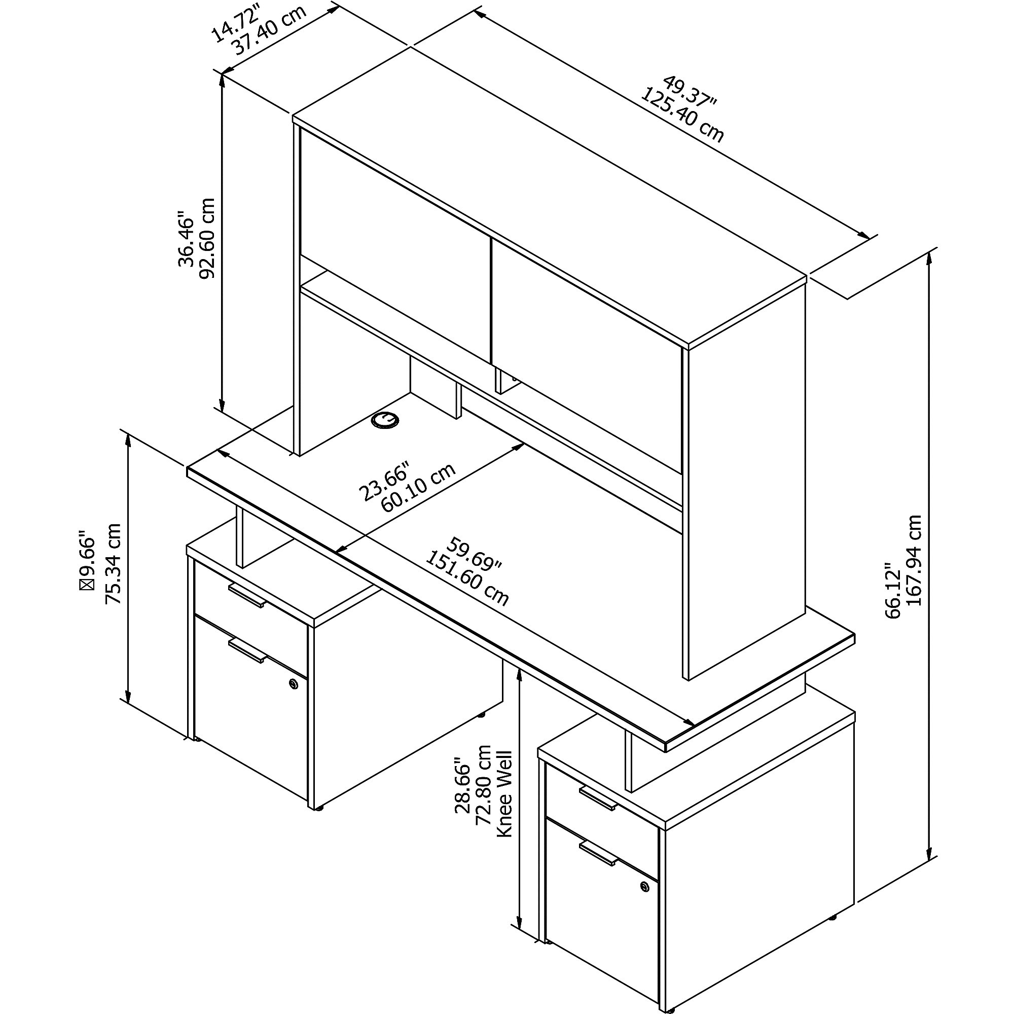 Home Office HO2 Home Office Furniture With Hutch 4 Drawers