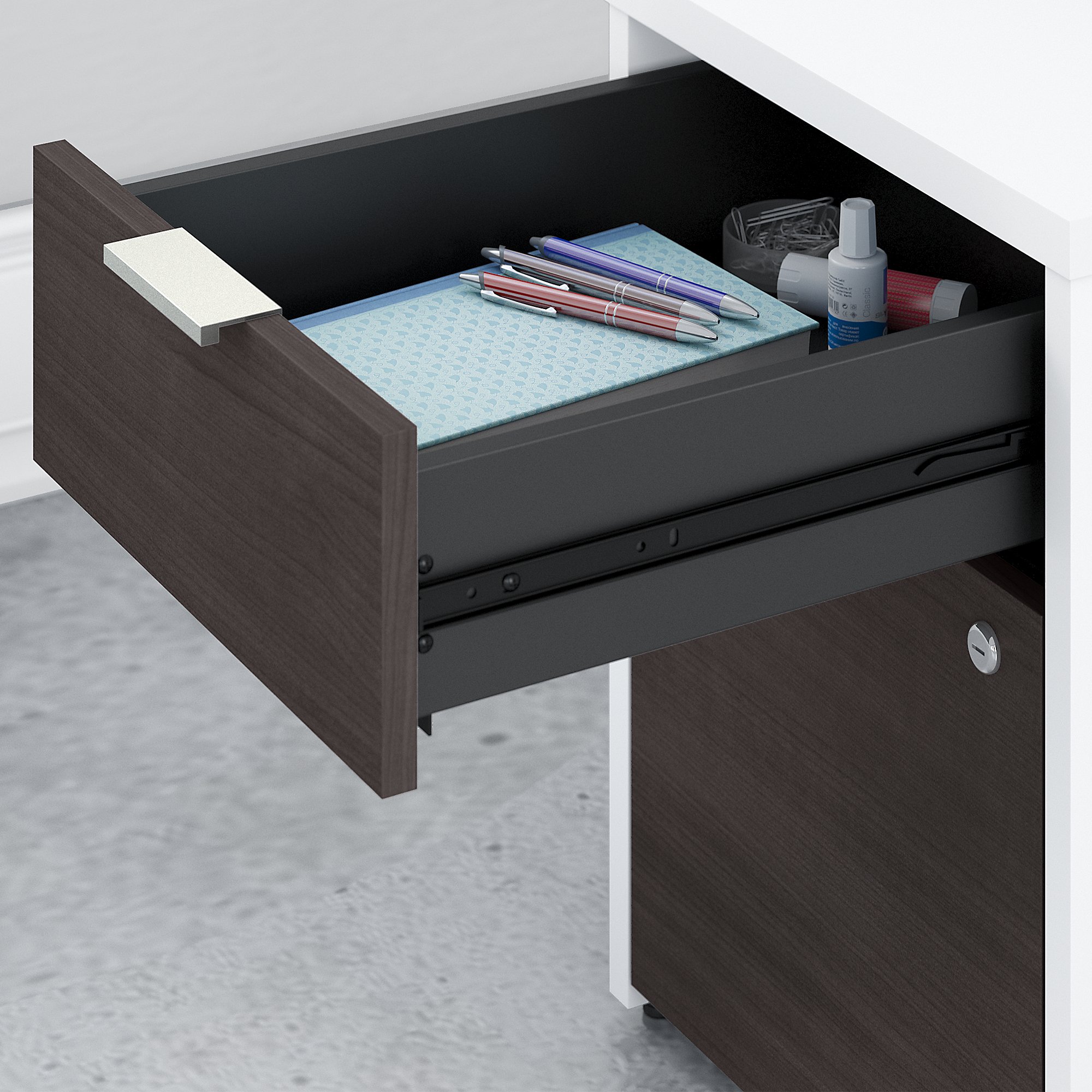 Home office furniture with hutch 4 drawers upper drawer