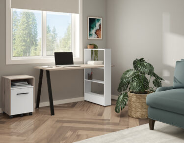 Desk bookcase scn wht