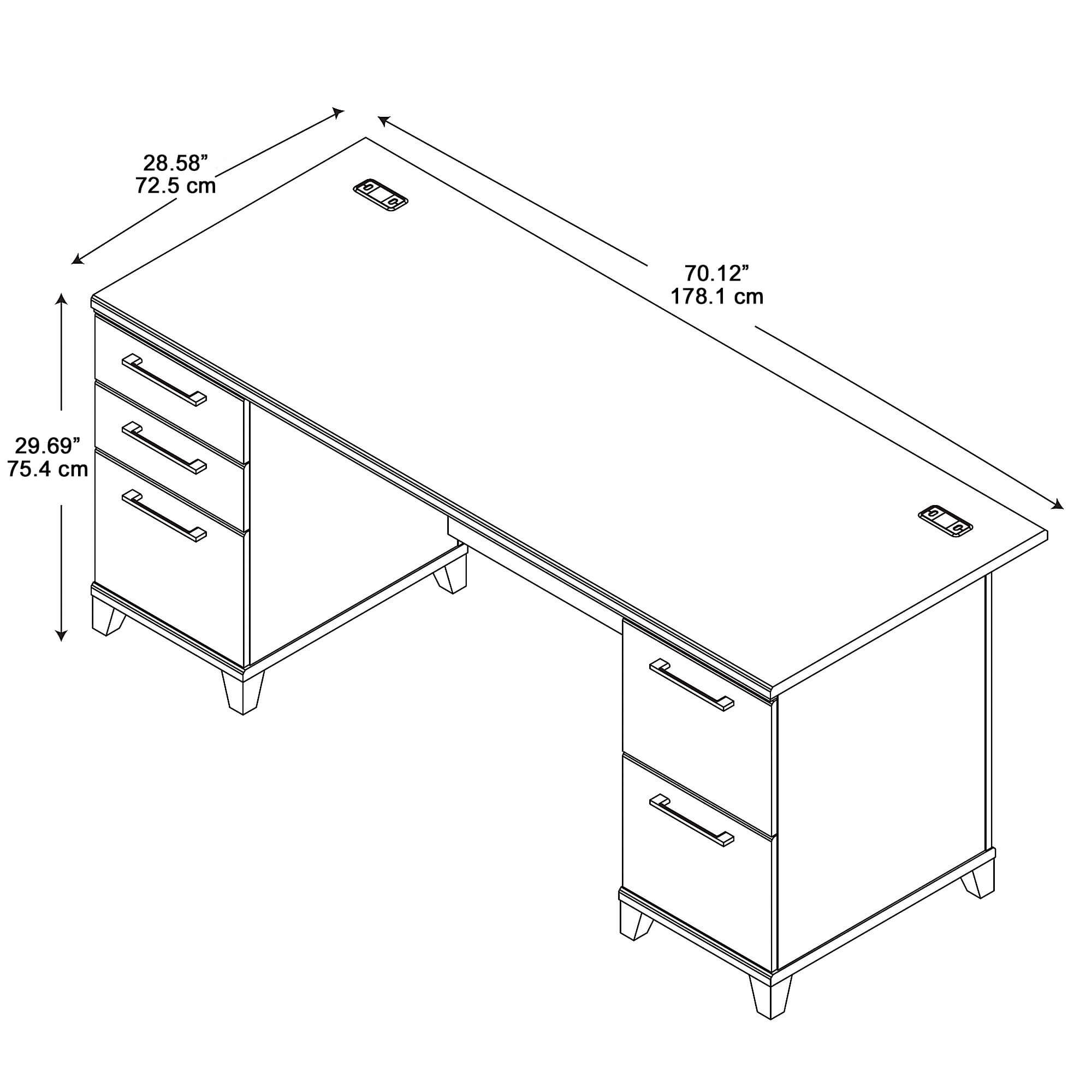 Home office furniture desk straight measures 72W