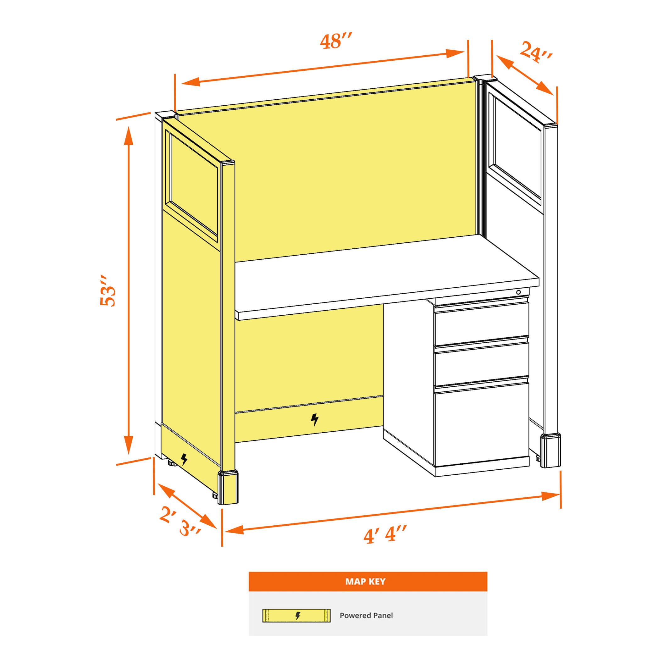 Hot desk CUB 1 53 P 24 G WHT WH PSO