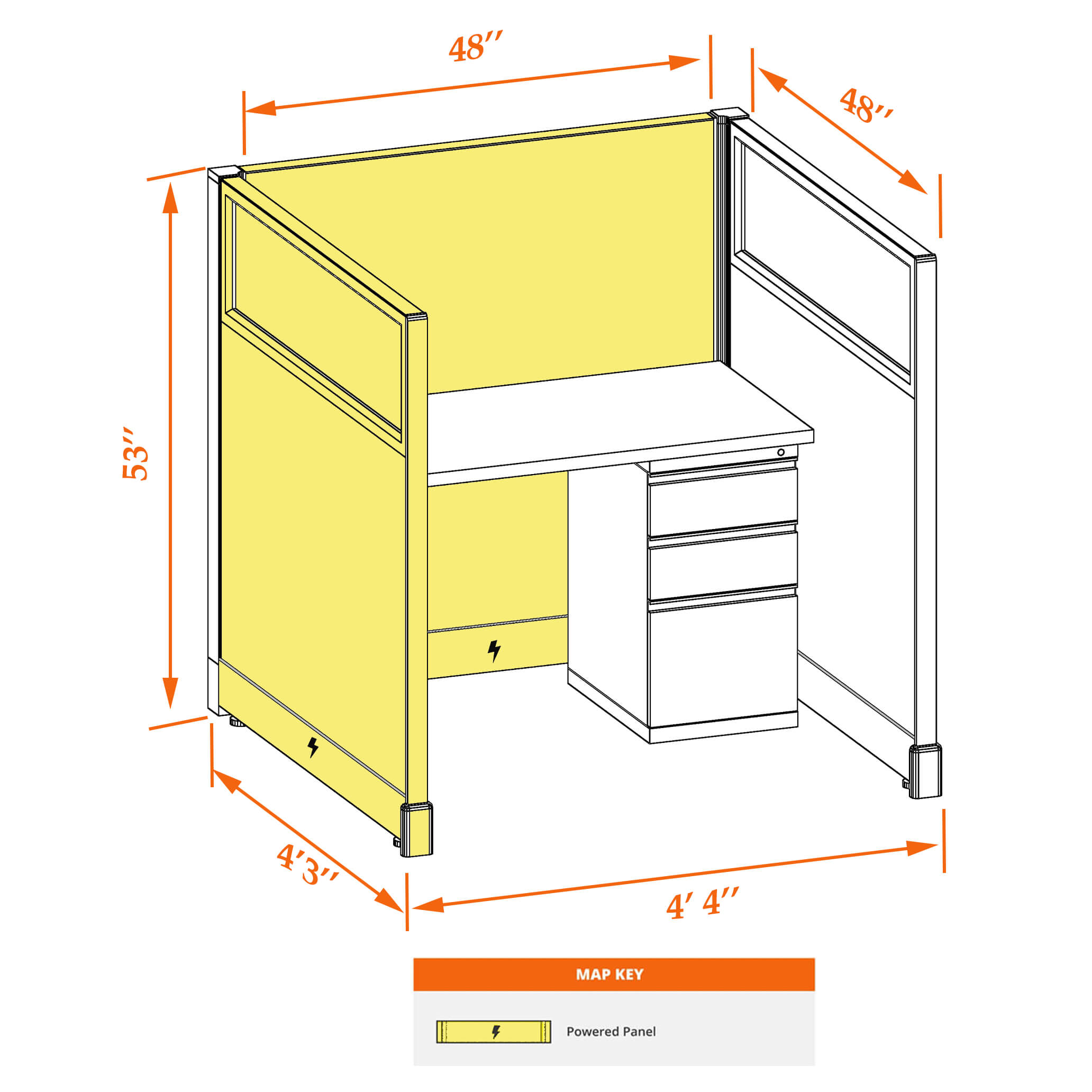 Hot desk CUB 1 53 P 44 G WHT WH PSO