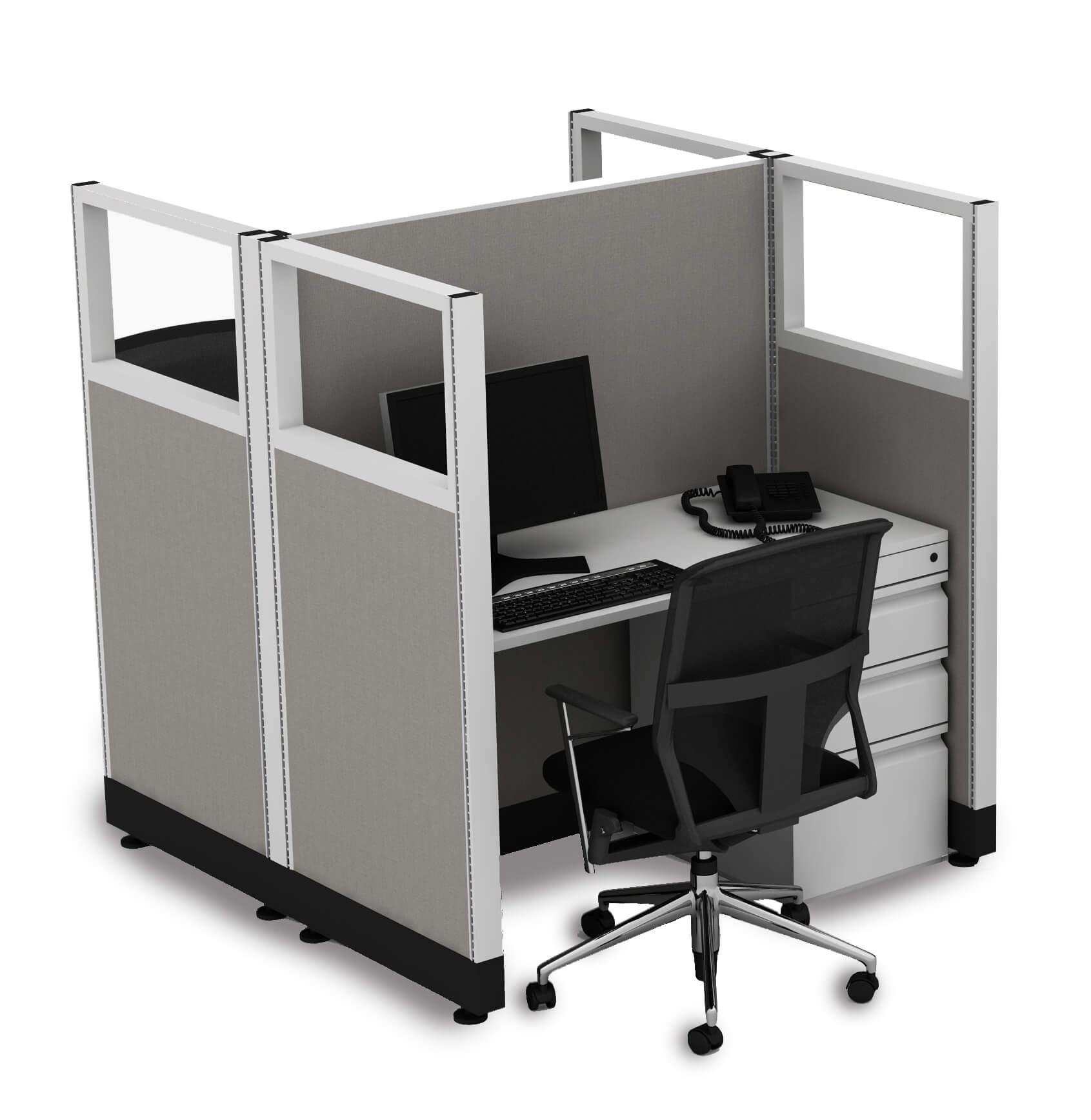 Hot Desk 53H Integrated Power Cubicle Workstations 53H 2pack Cluster