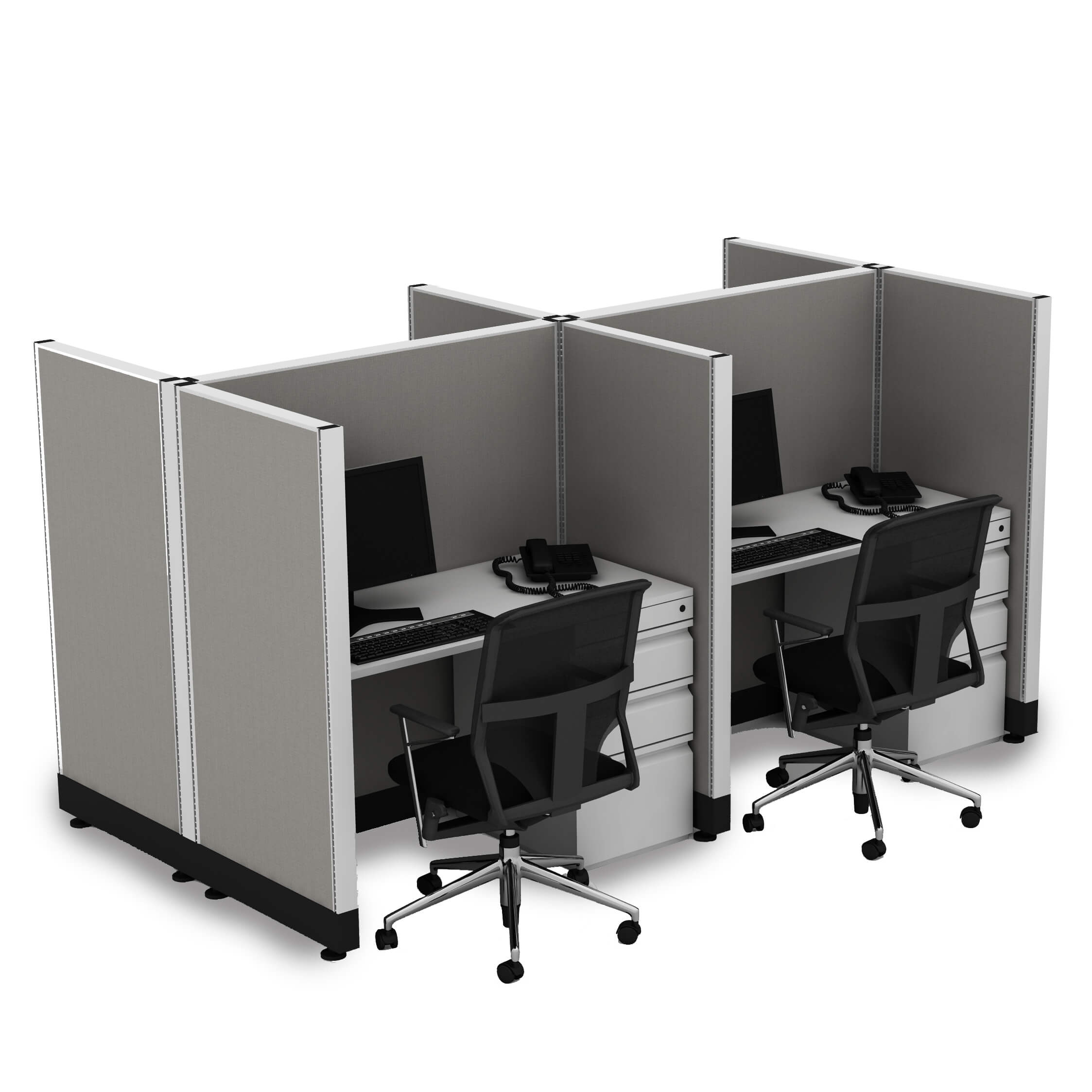 Office Hoteling 53 High Unpowered Office Cubicle Desk 53h 4pack