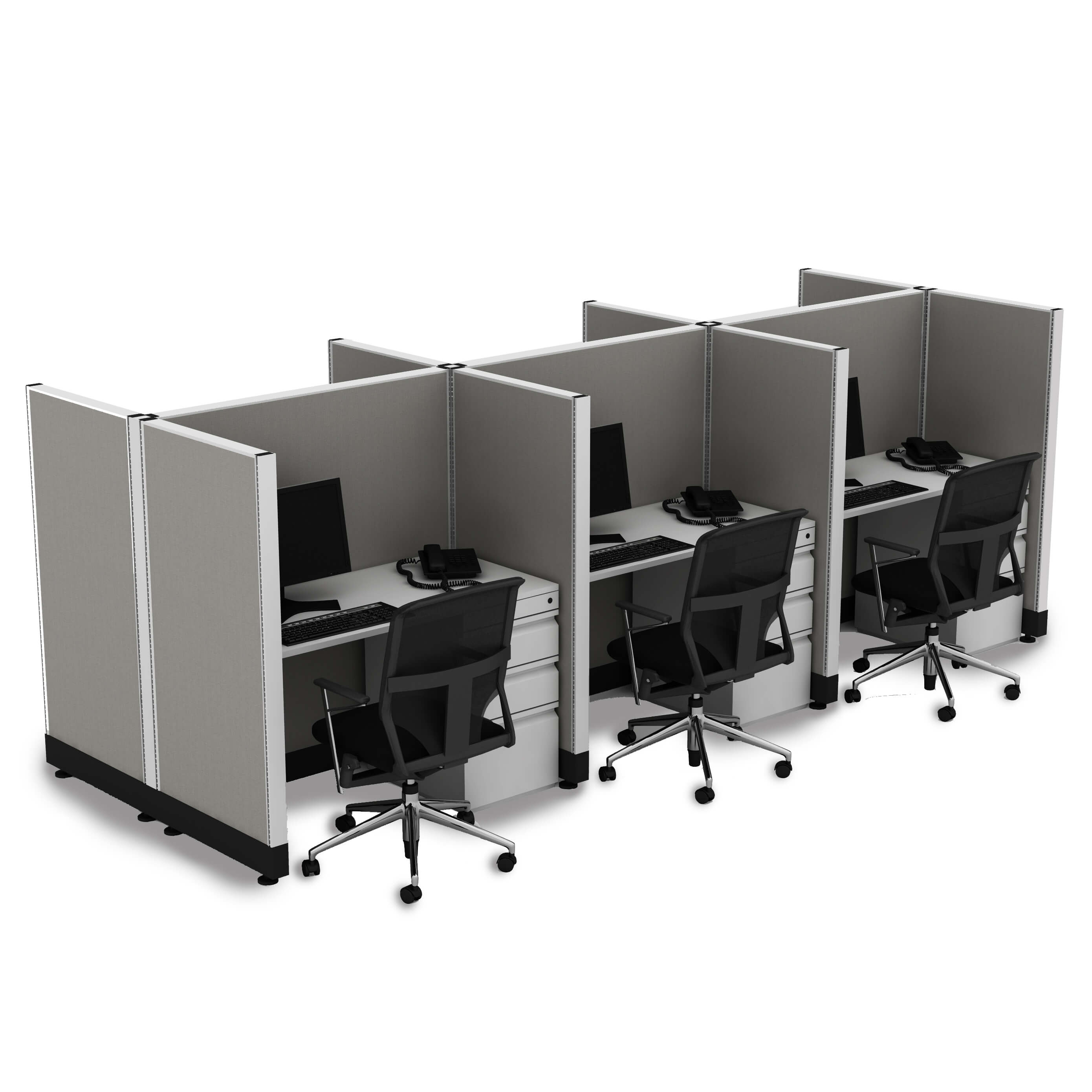 Office Cubicle Desk 53h 6pack Cluster Unpowered