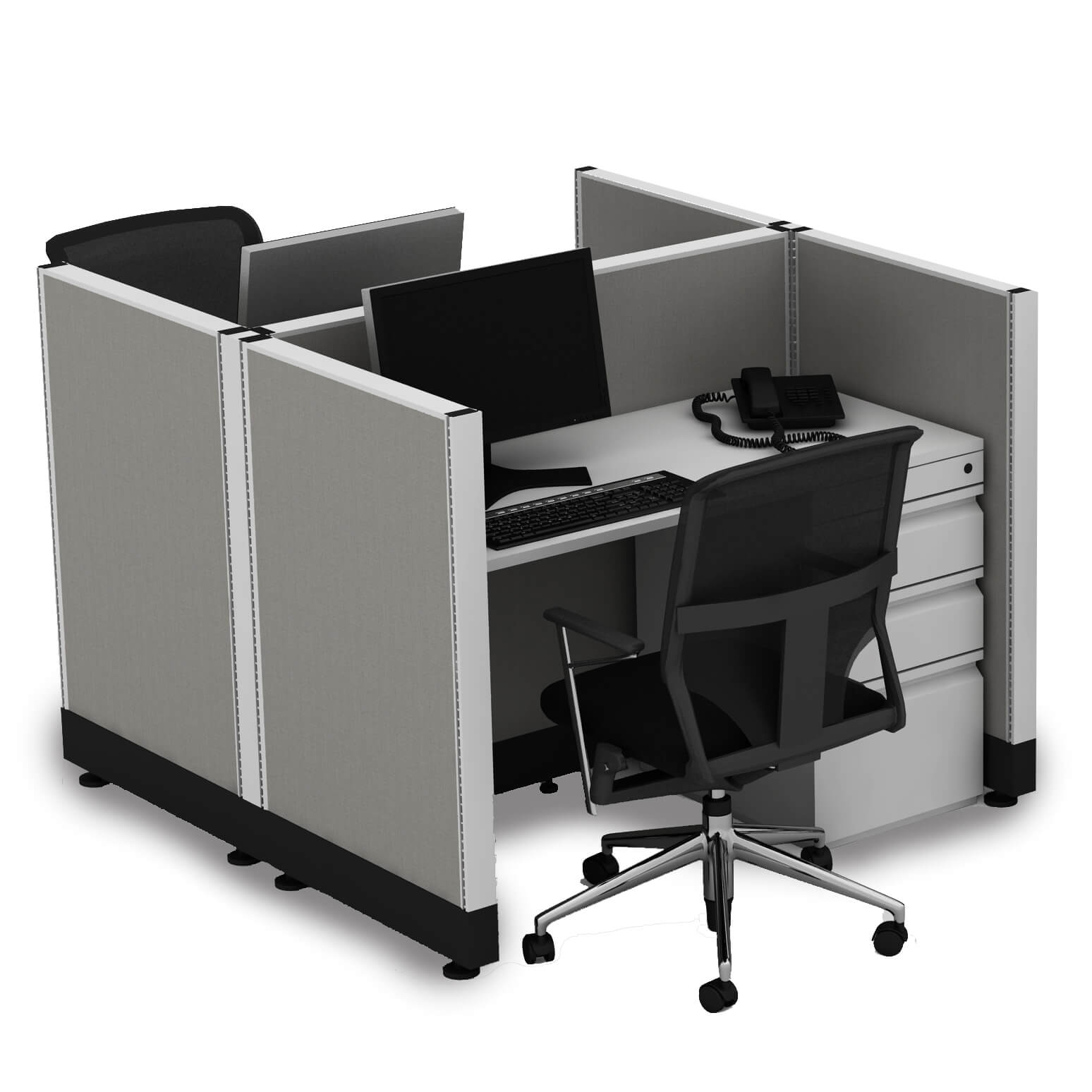 Office Hoteling 39 High Unpowered - Small Office Cubicles 39H 2pack Cluster Unpowered