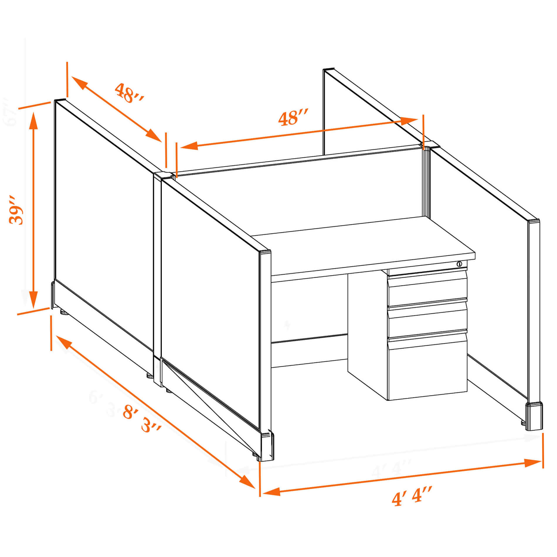 Hot desk CUB 2C 39 44 WHT WH PSO