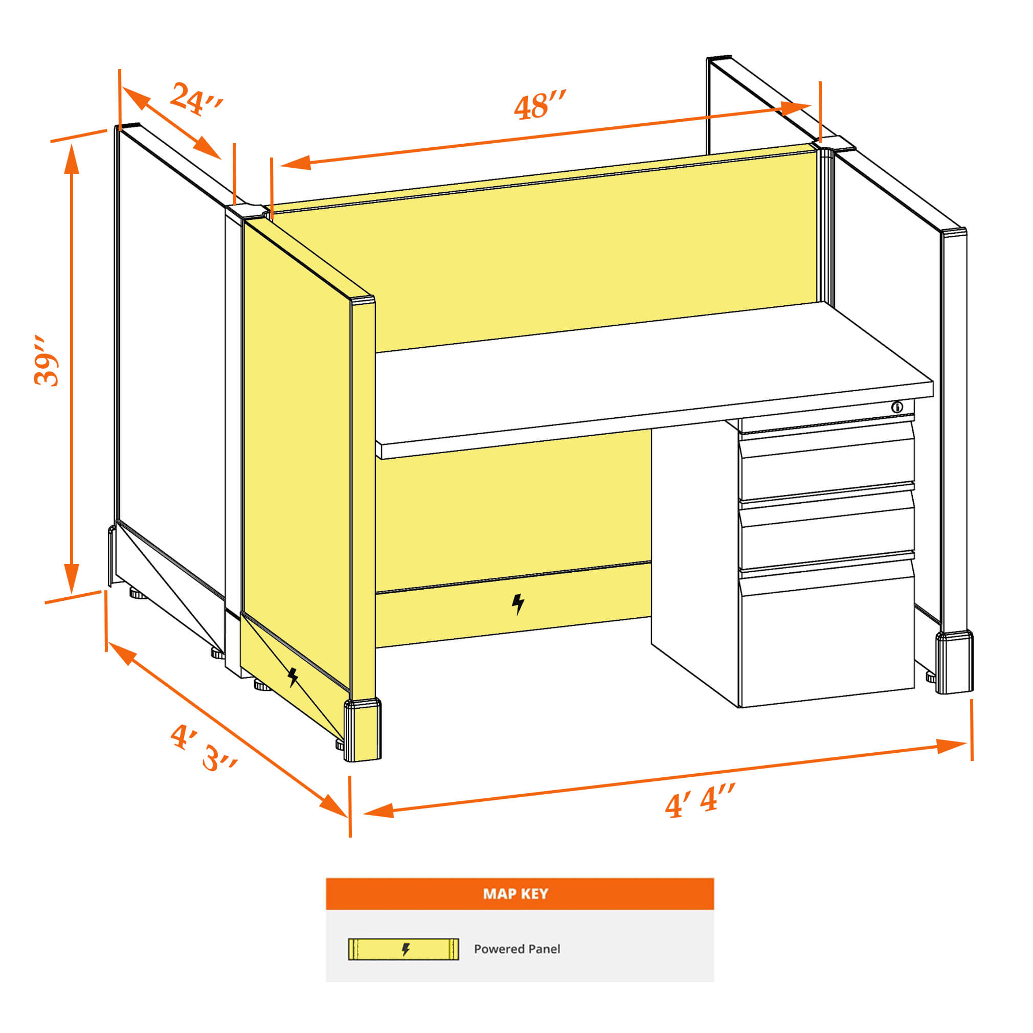 Hot desk CUB 2C 39 P 24 WHT WH PSO