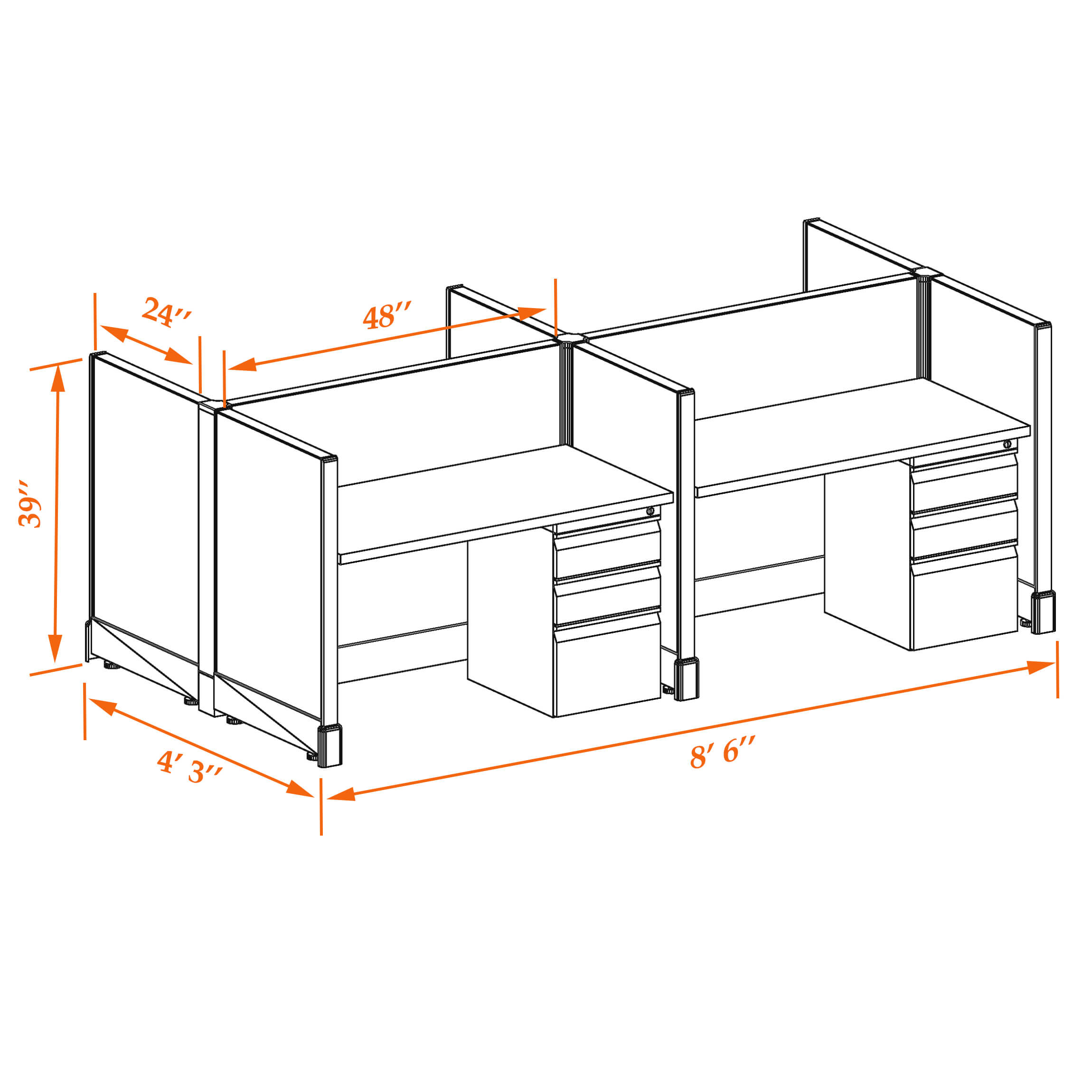 Hot desk CUB 4C 39 24 WHT WH PSO