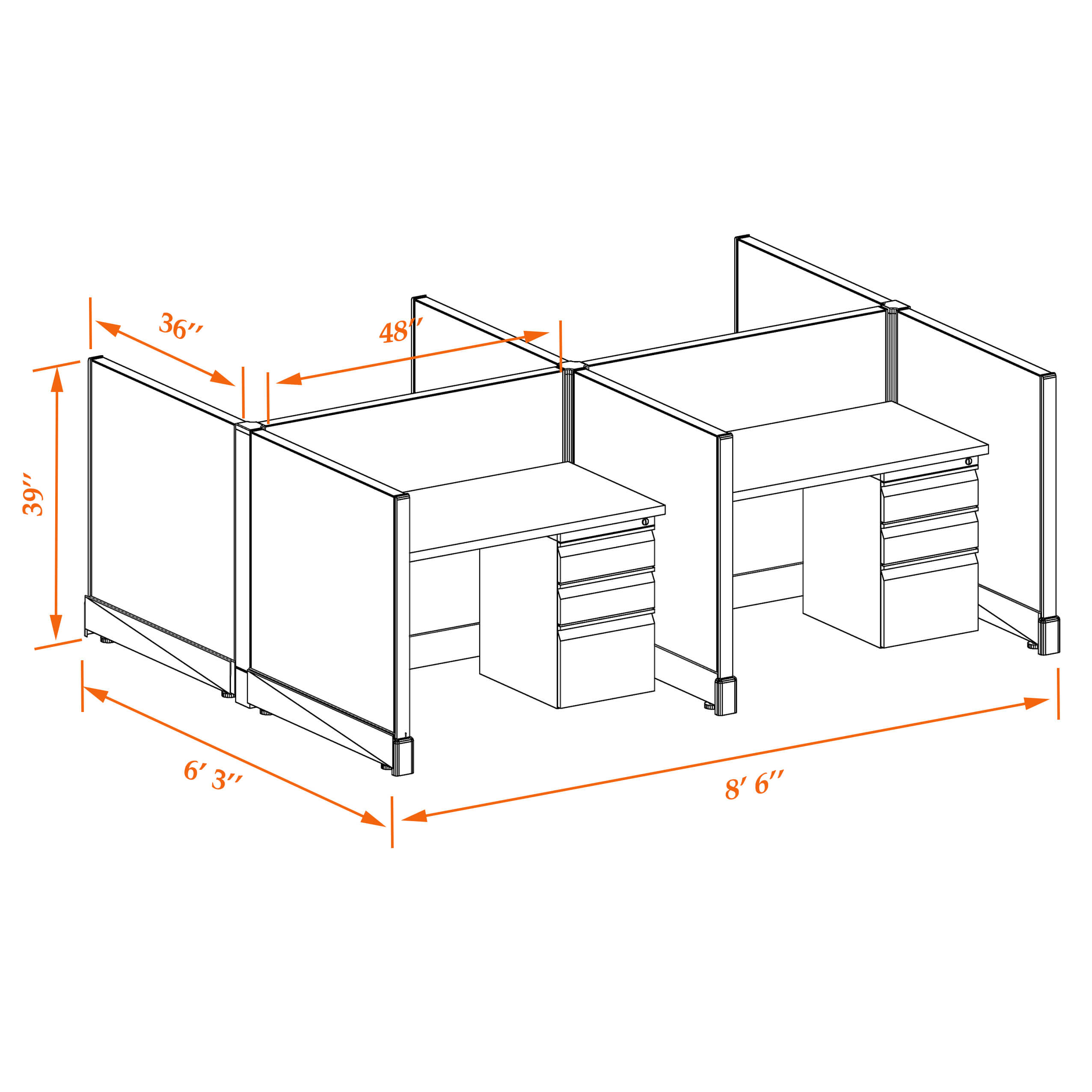 Hot desk CUB 4C 39 34 WHT WH PSO