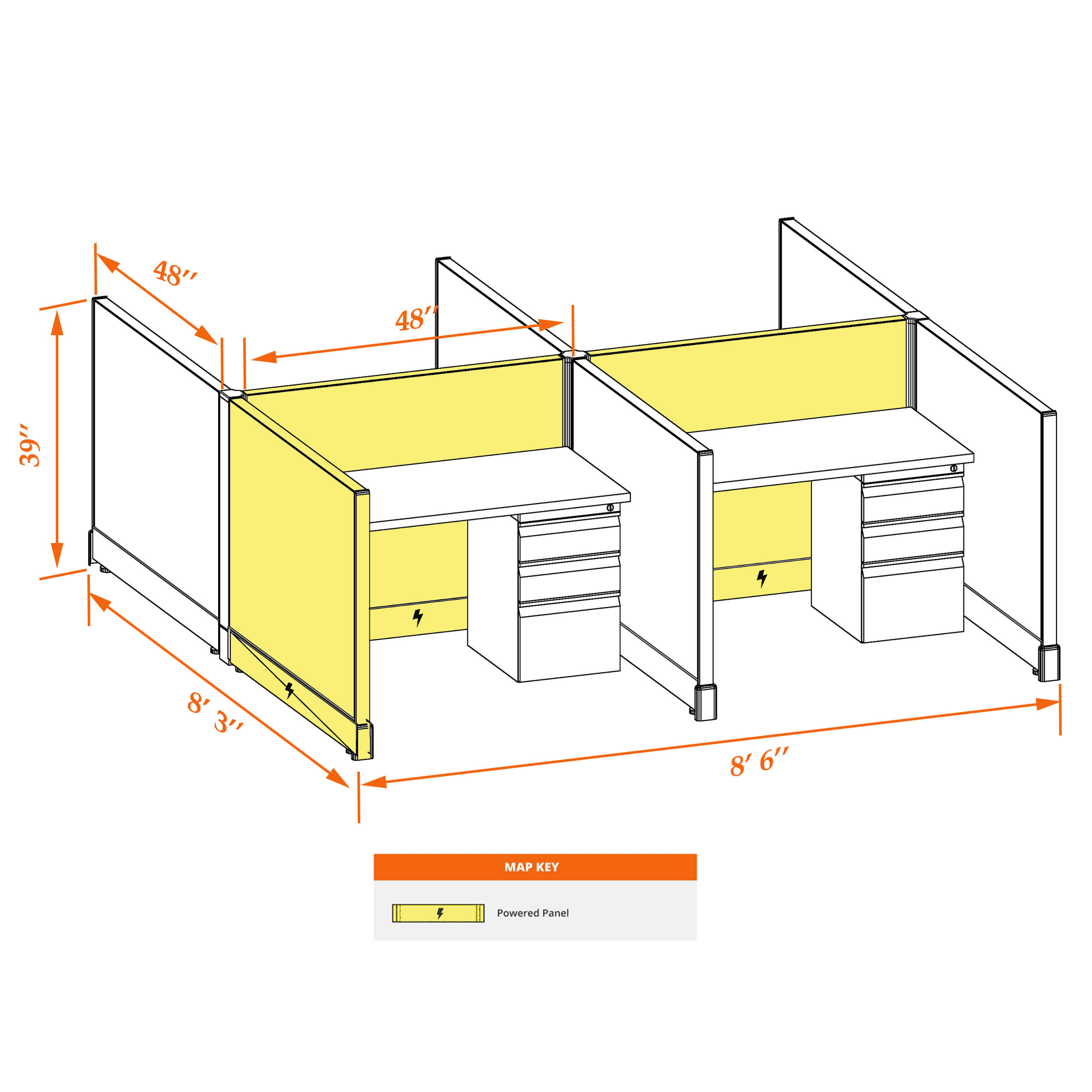 Hot desk CUB 4C 39 P 44 WHT WH PSO