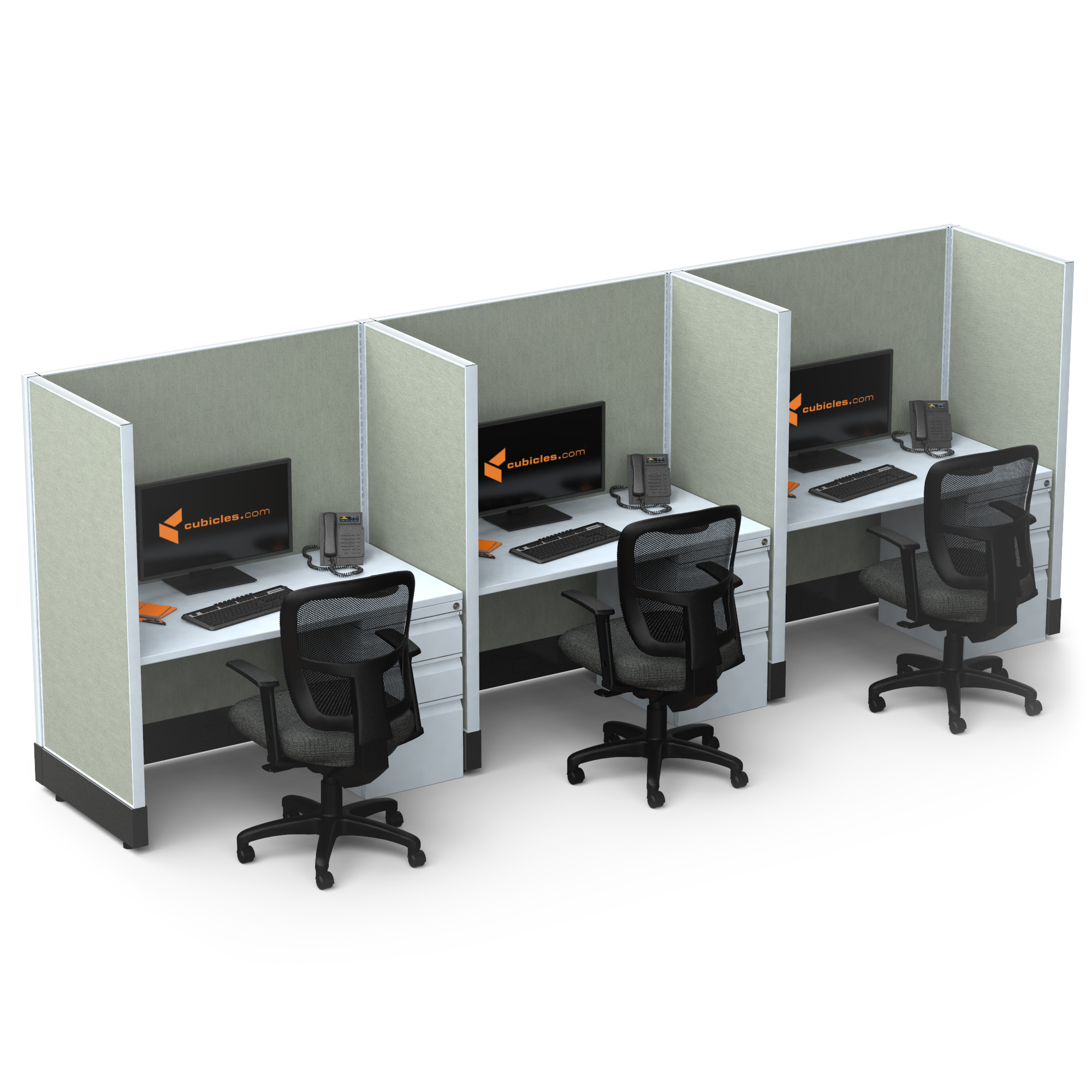 Office Hoteling 53 High Unpowered Office Cubicle Desk 53H 3pack