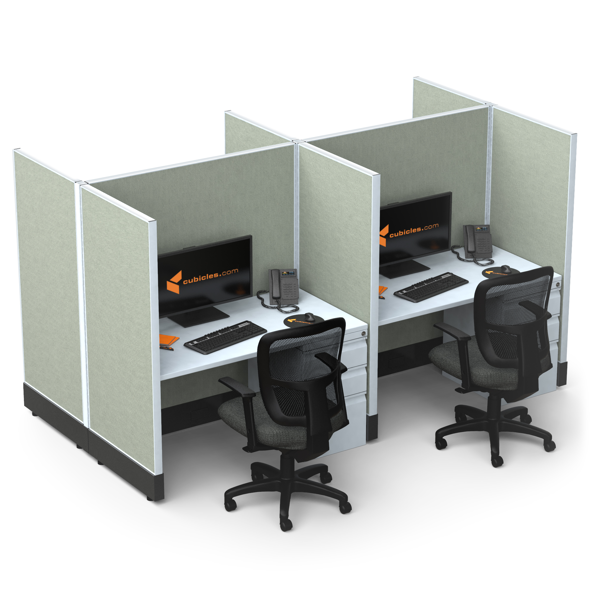 Office Cubicle Desk 53H 6pack Cluster Unpowered O2 Now Hot Desking 