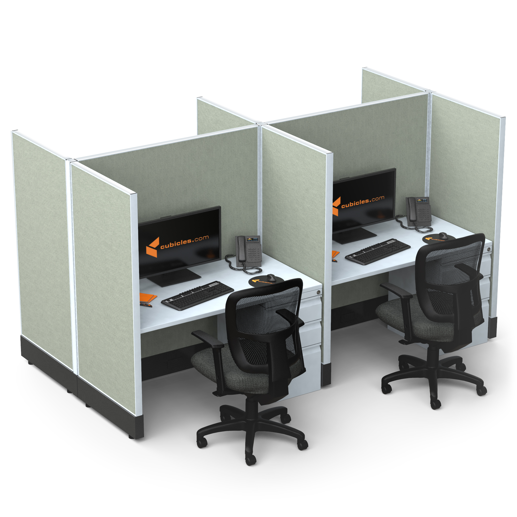 Office Hoteling 53 High Unpowered - Office Cubicle Desk 53H 4pack Cluster  Unpowered