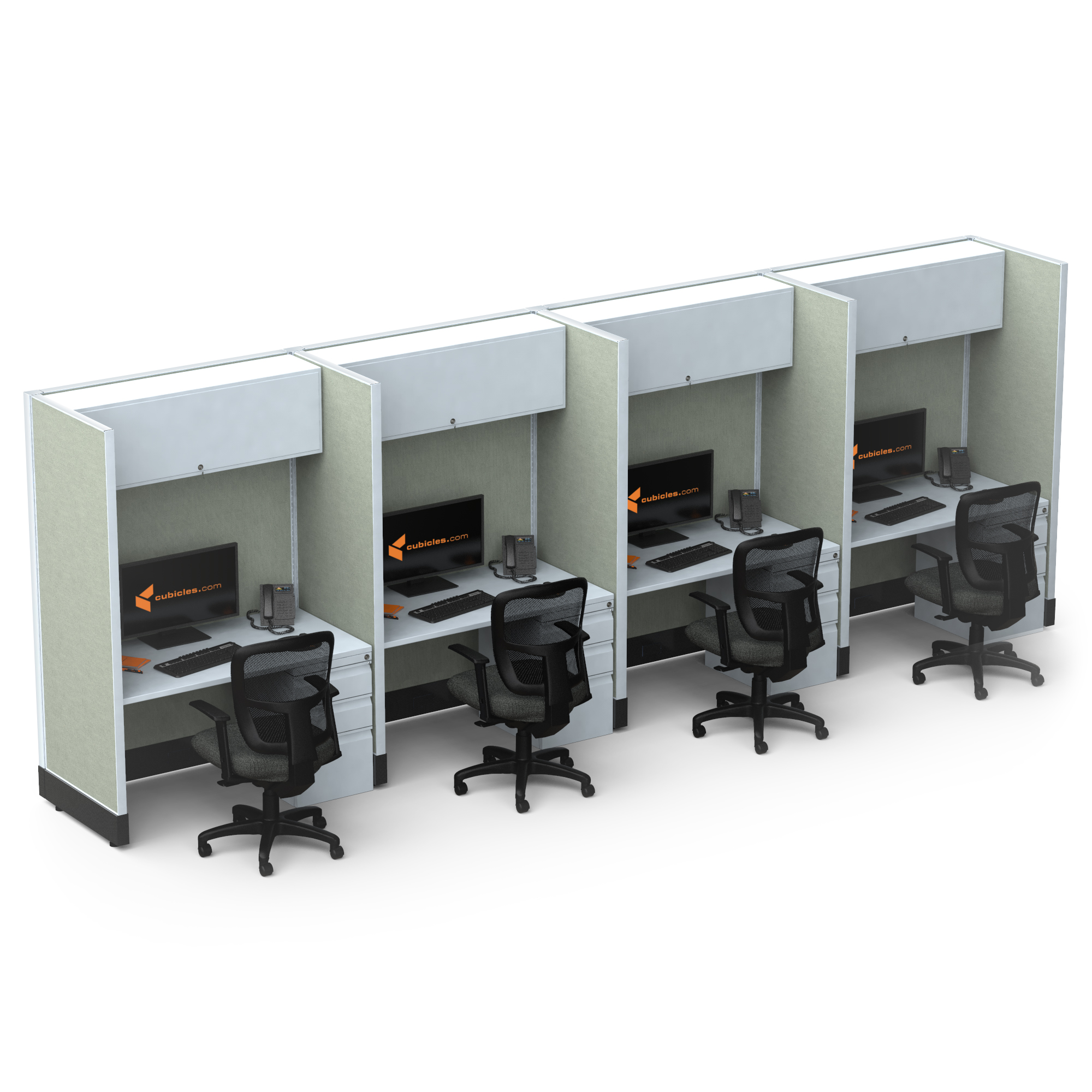 Hot desking tall cubicles 4i pack