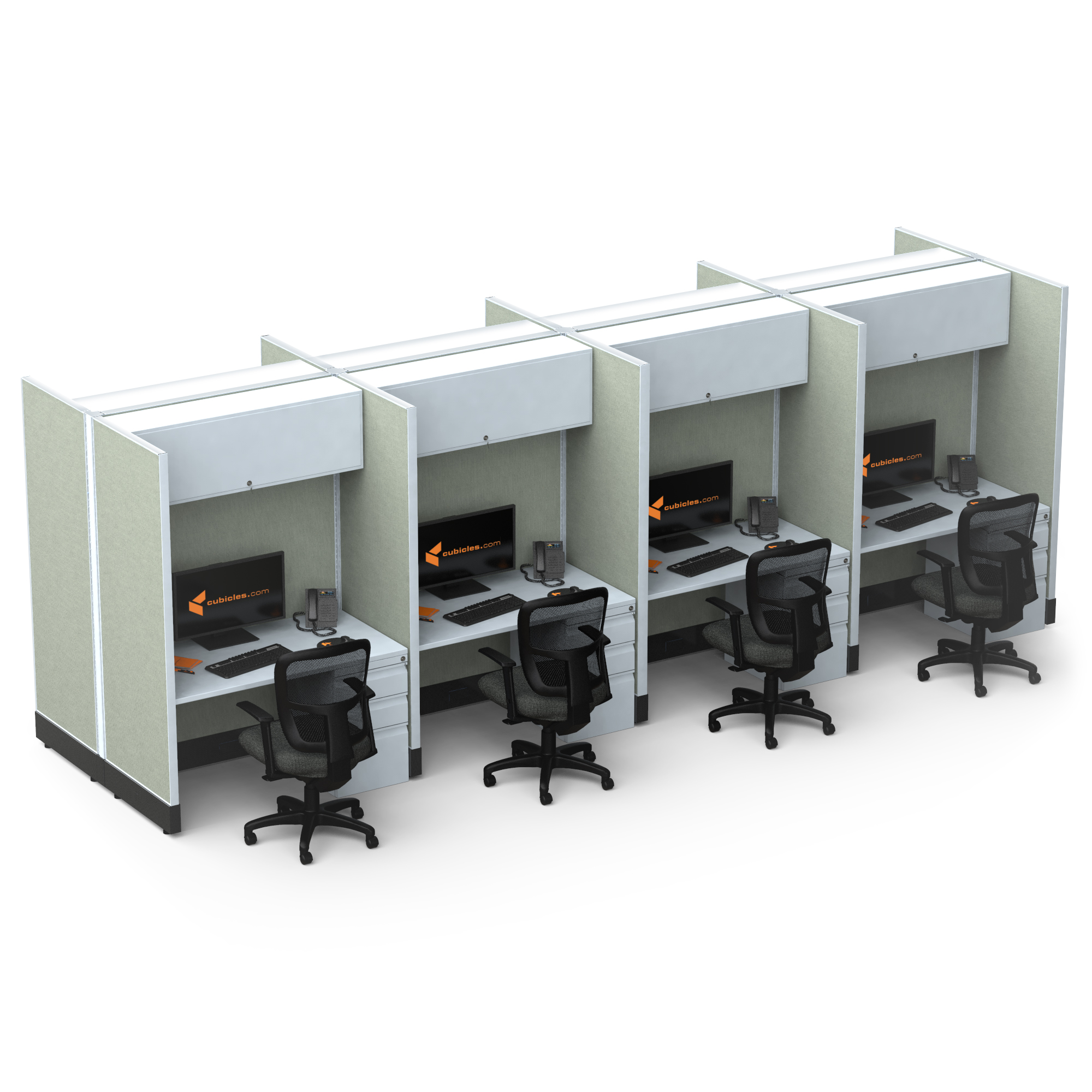 Hot desking tall cubicles 8c pack