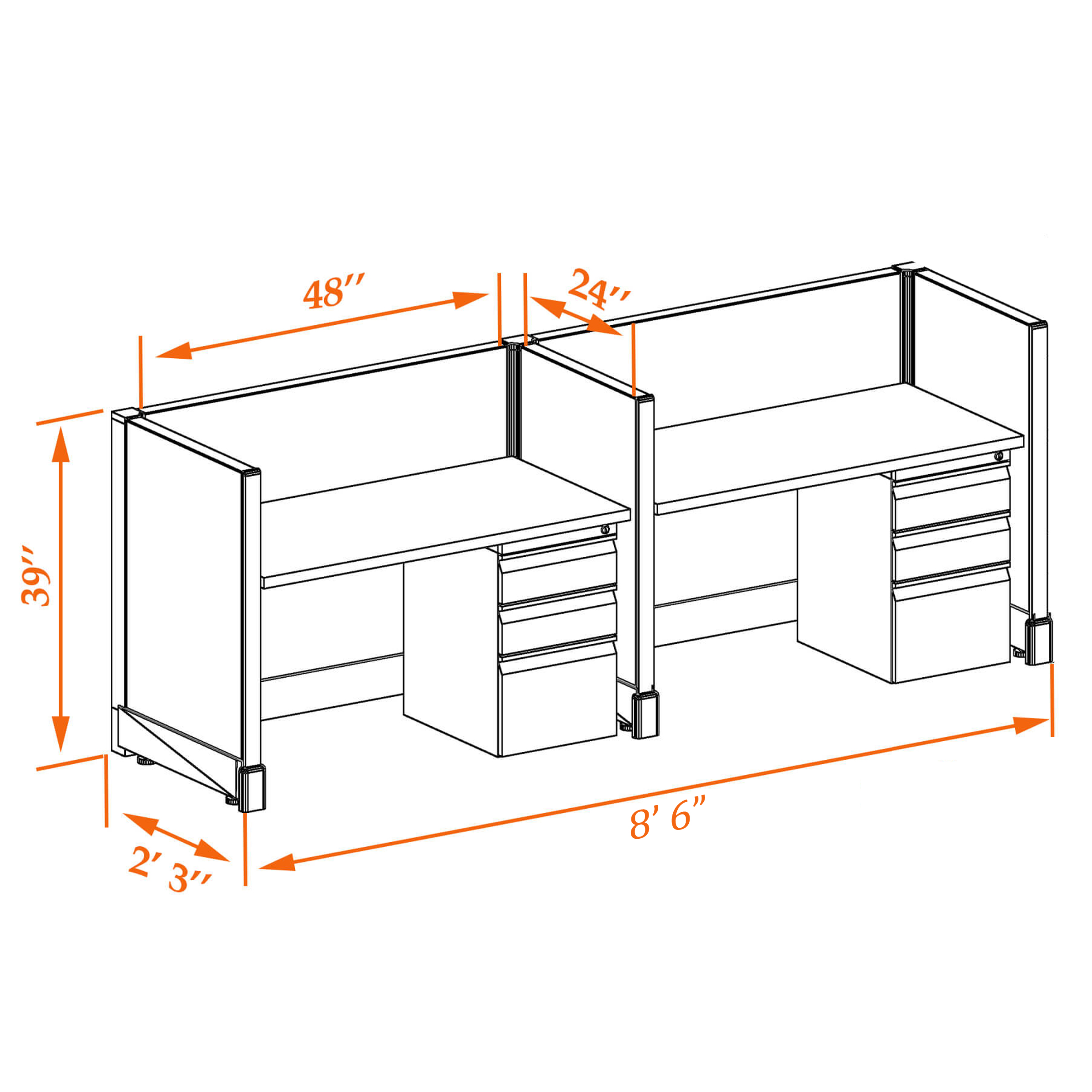 Small office cubicles 39HU 24 2PI 1