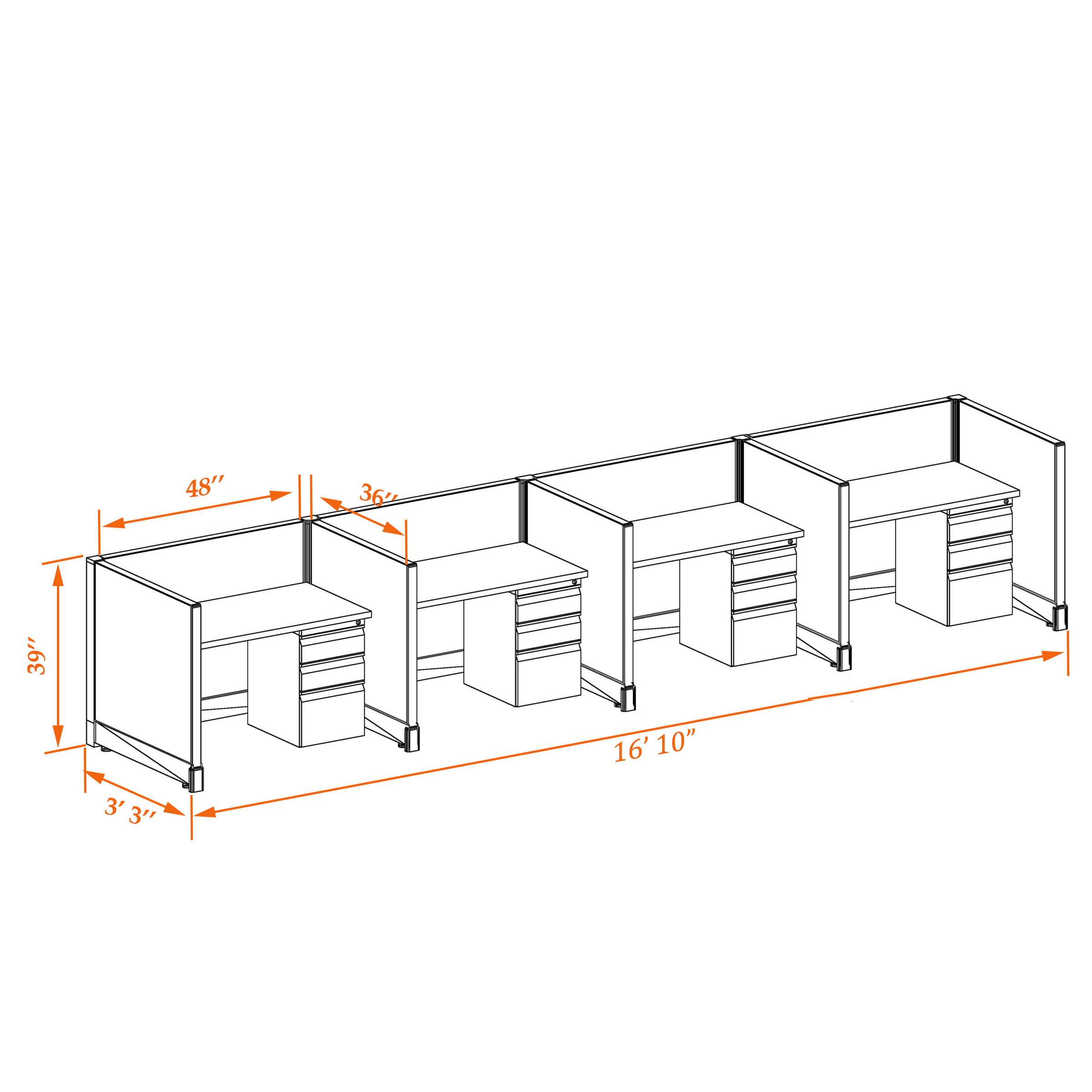 Small office cubicles 39HU 34 4PI