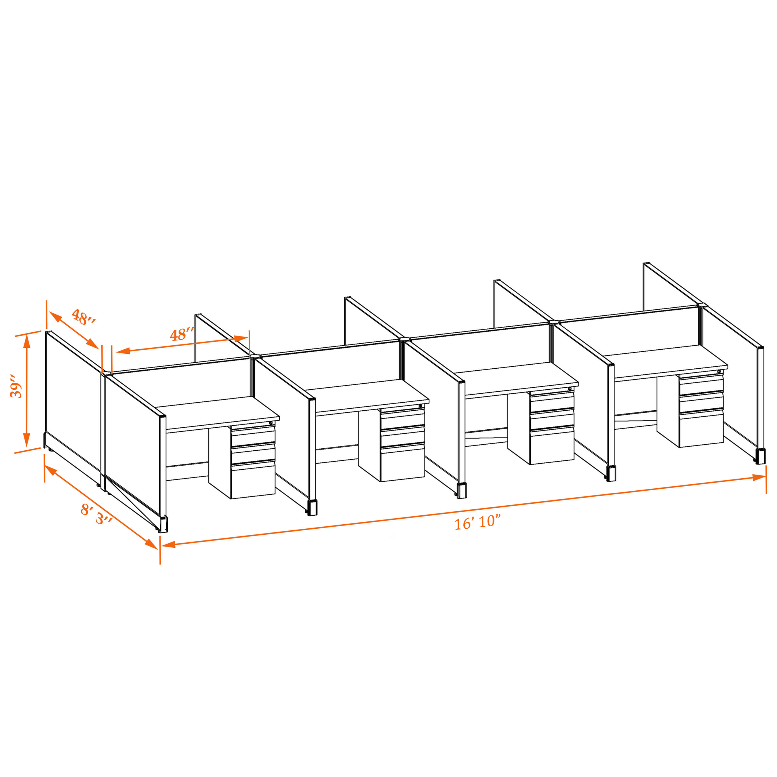 Small office cubicles 39HU 44 8PC 1 2