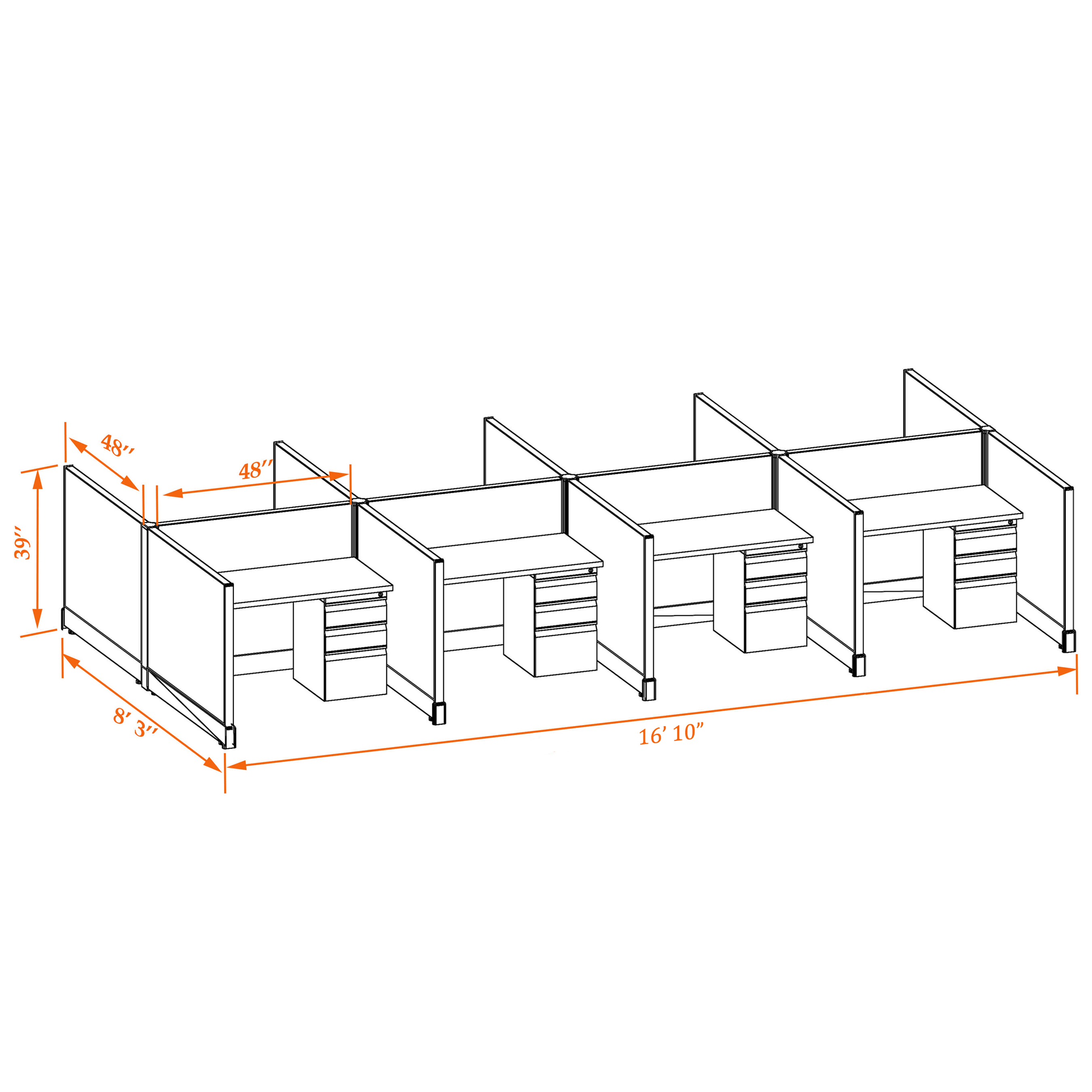 Small office cubicles 39HU 44 8PC 1 2