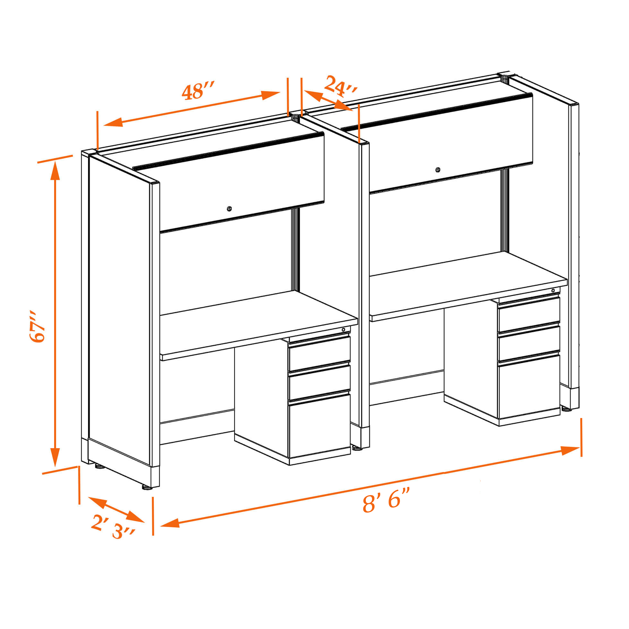 Tall cubicles 67HU 24 2PI 1