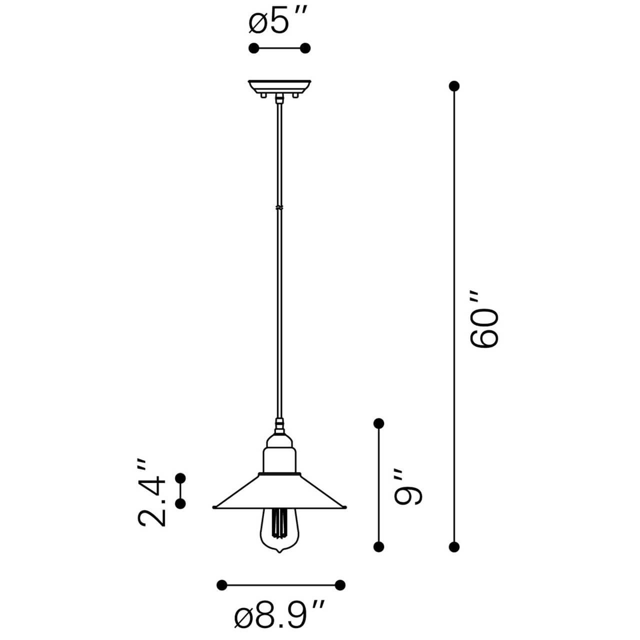 Industrial outdoor lighting dimensions view