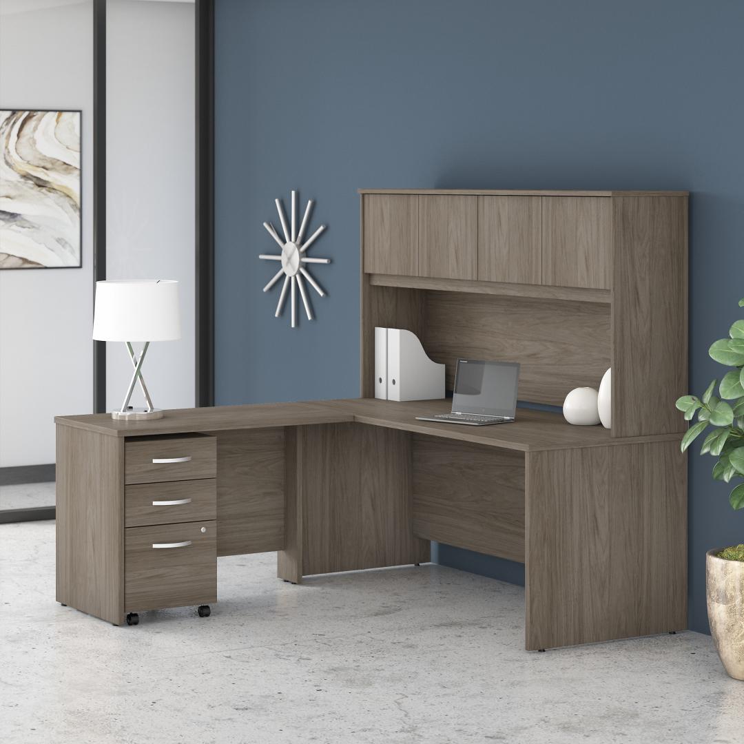 Besto l shaped computer desk with hutch 71w x 71d lifestyle