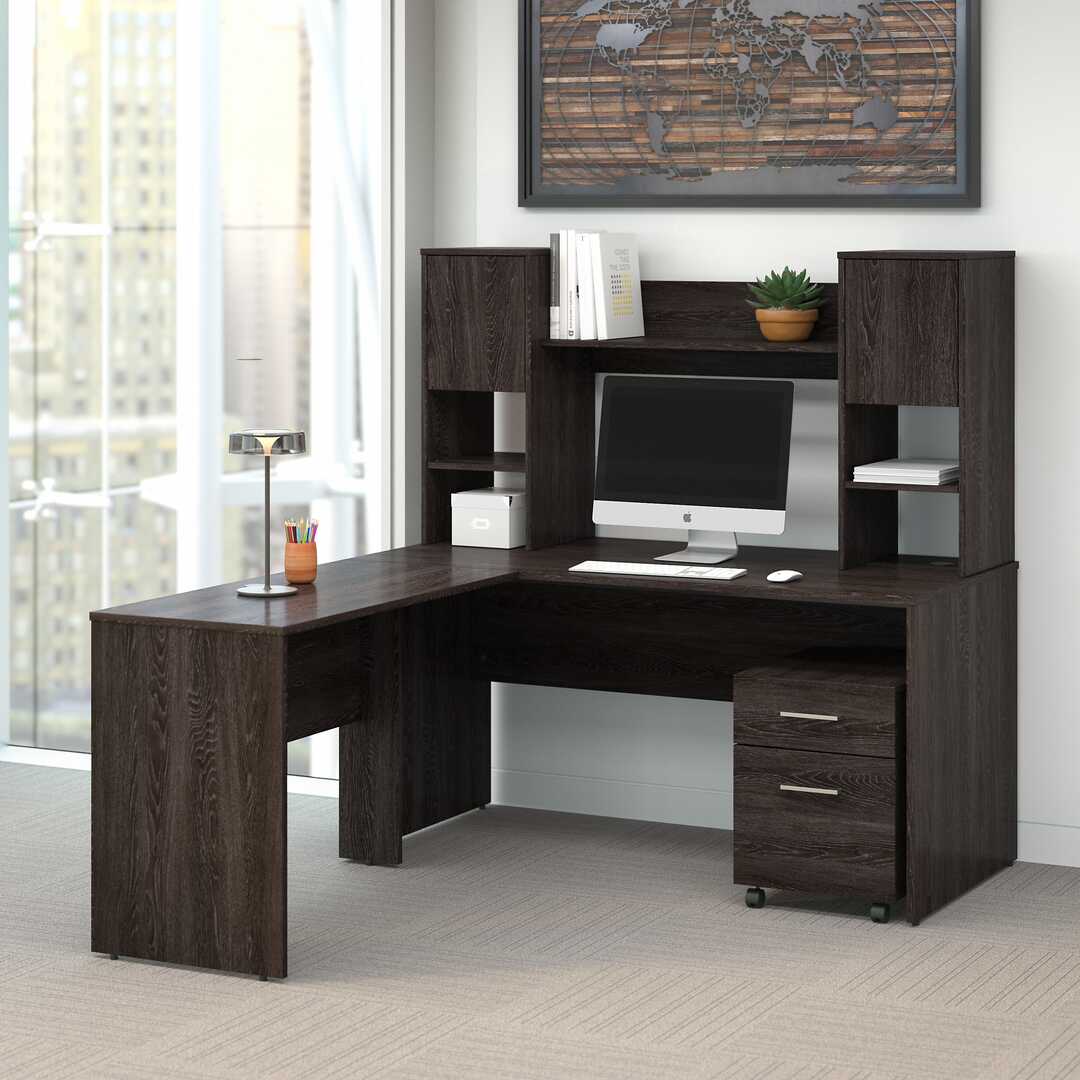 Leios l shaped computer desk with hutch 60w x 71d lifestyle