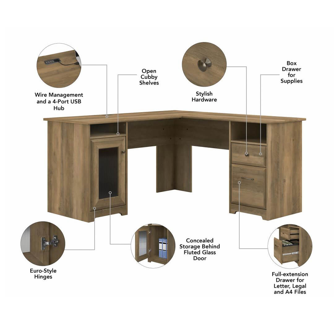 L Desk with Hutch Machias L Shaped Computer Desk 60W x 60D