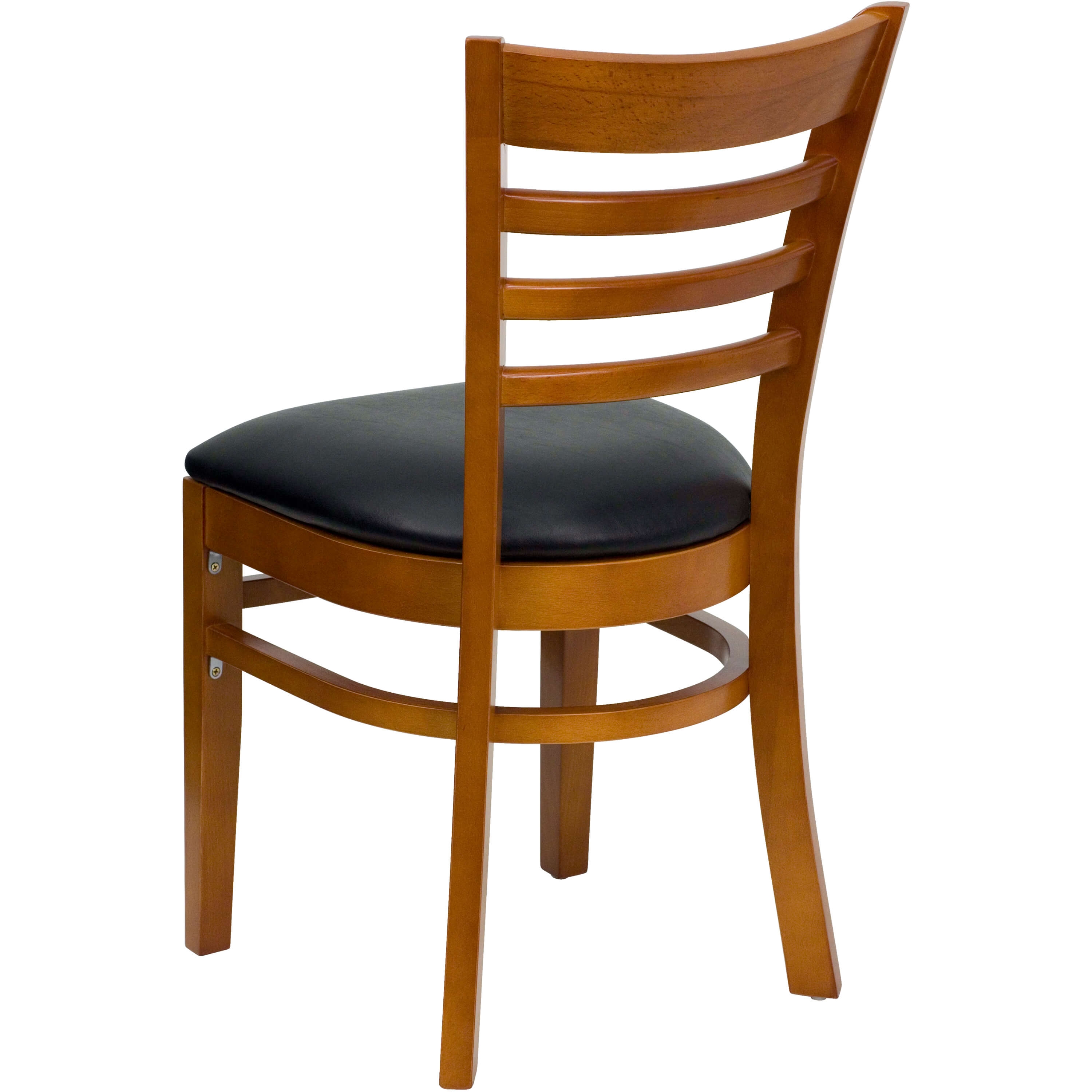 Ladder back wooden dining chair back view