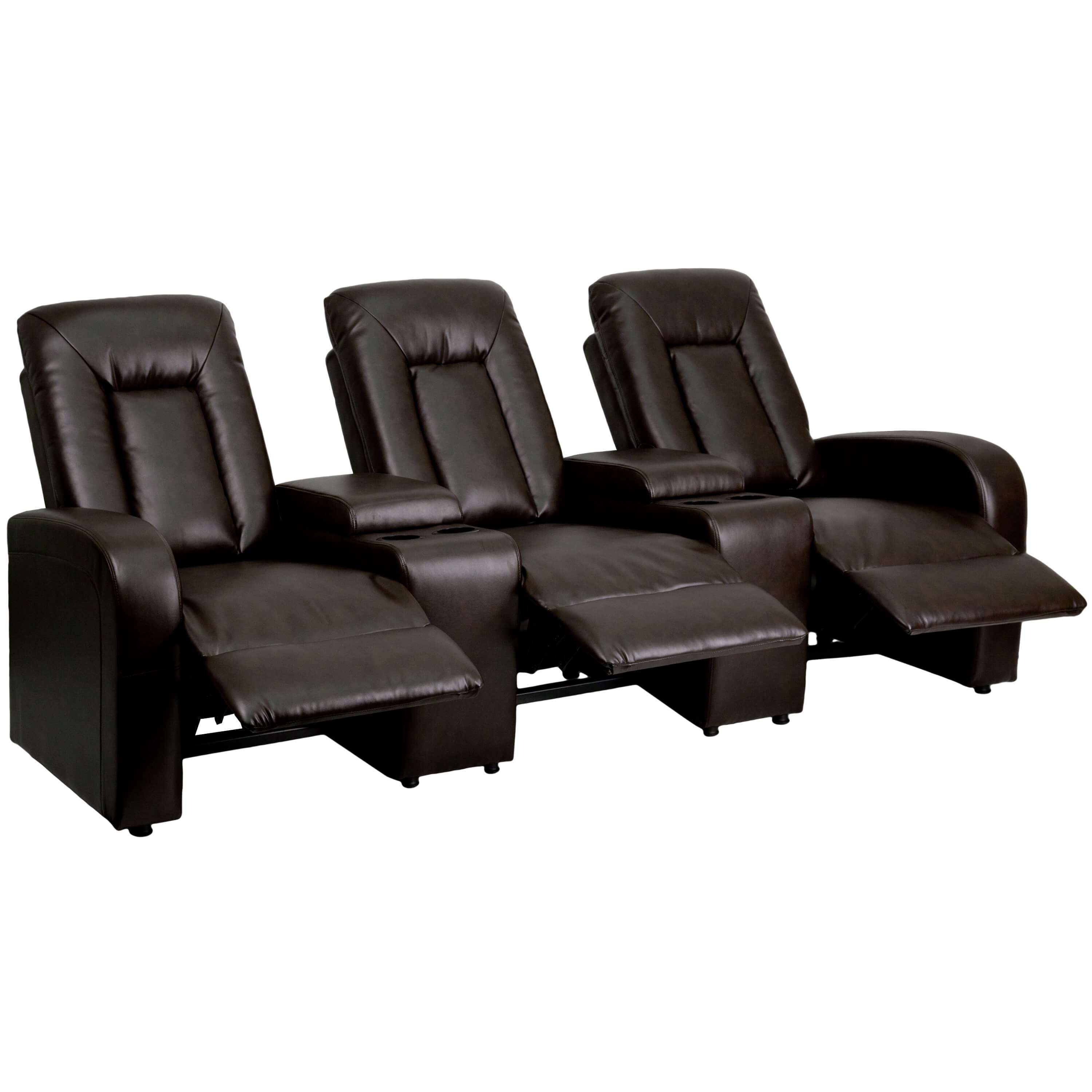 Leather home theater seating reclined view