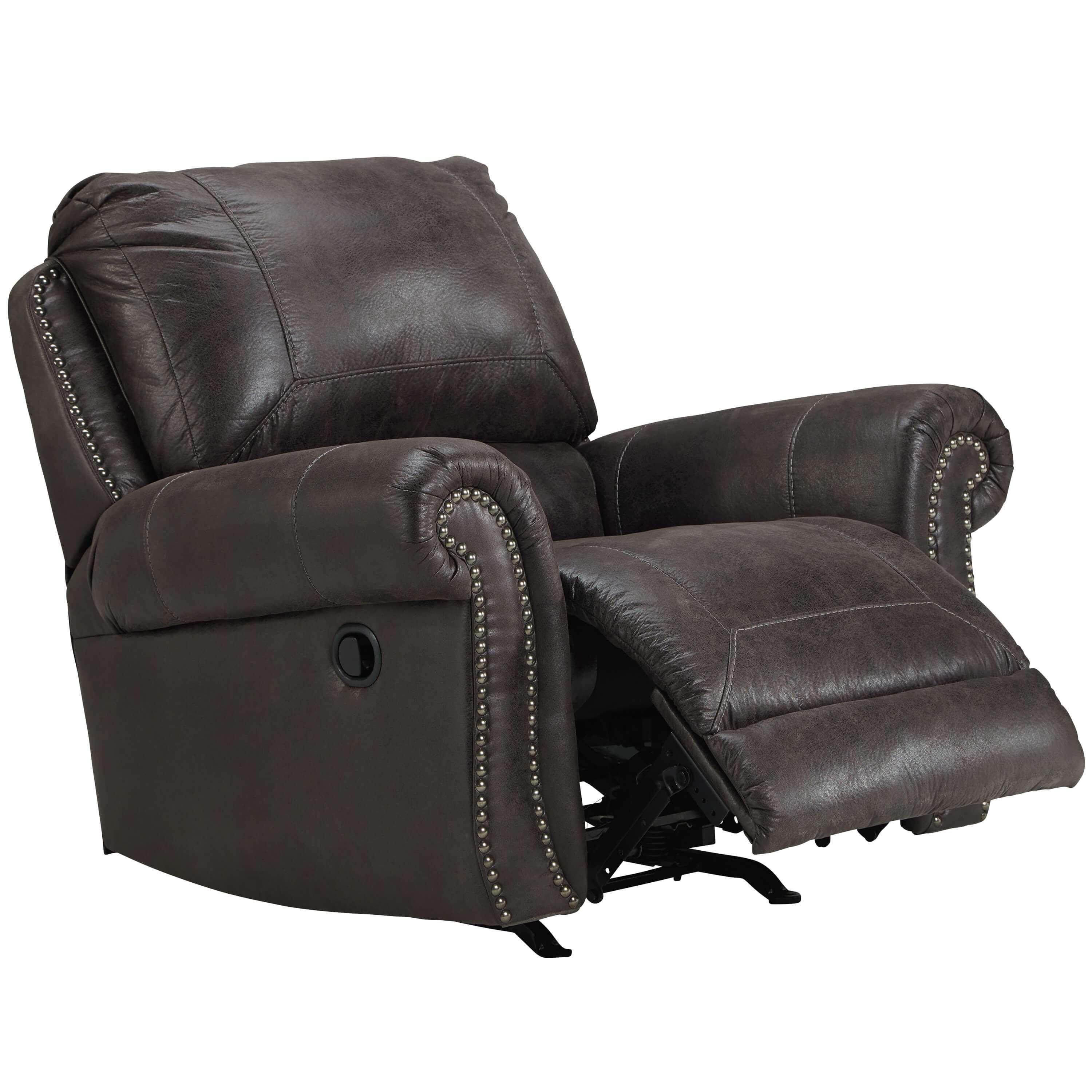 Leather rocker recliner leg extension view