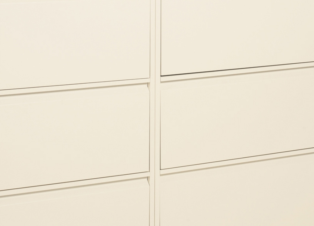 Metal file cabinets horizontally aligned