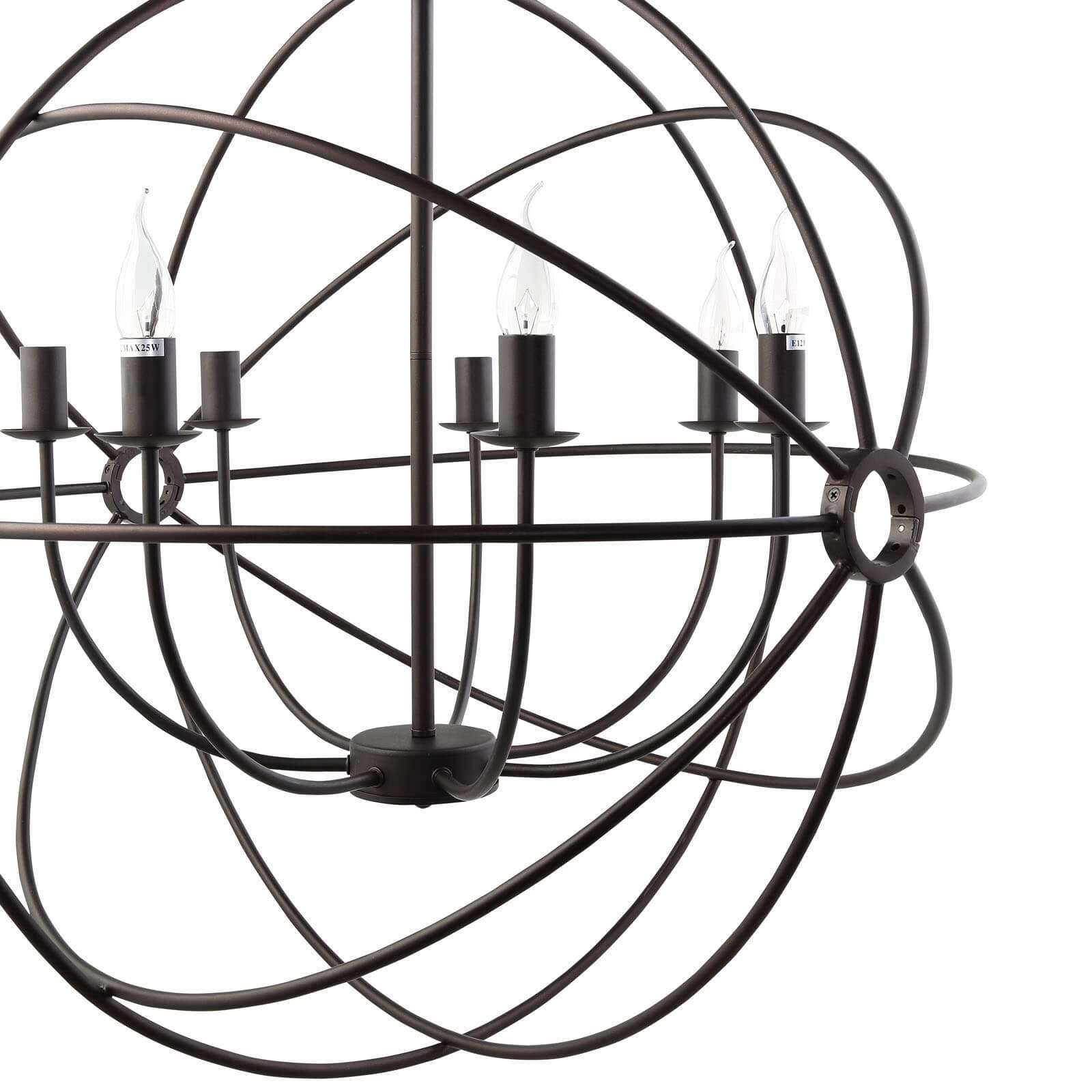 Metal pendant lights close view
