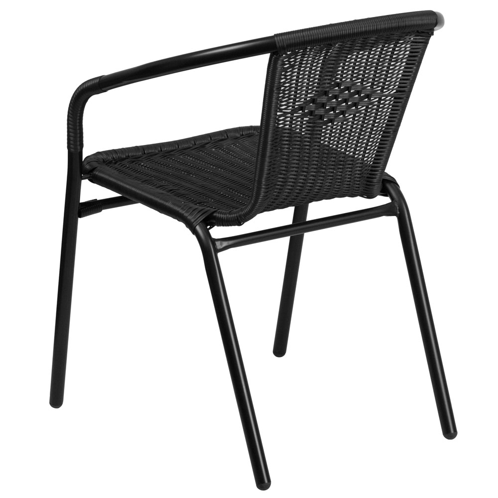 Metal rattan chair rear view