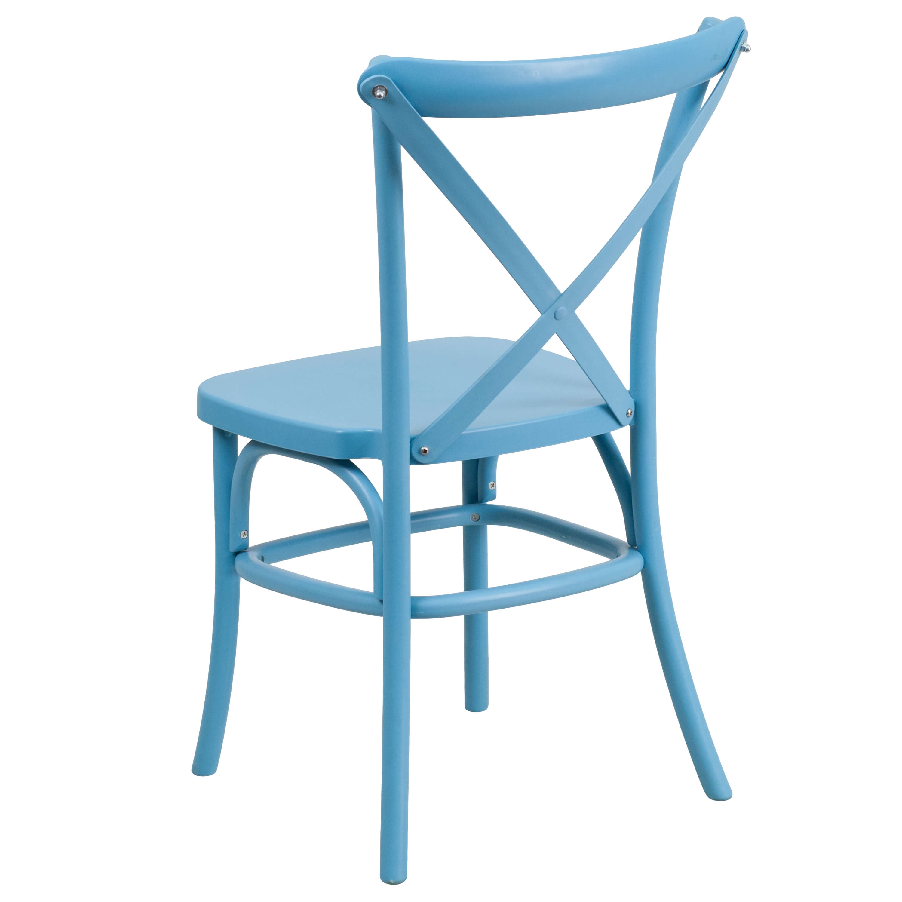 Metal restaurant chair back view