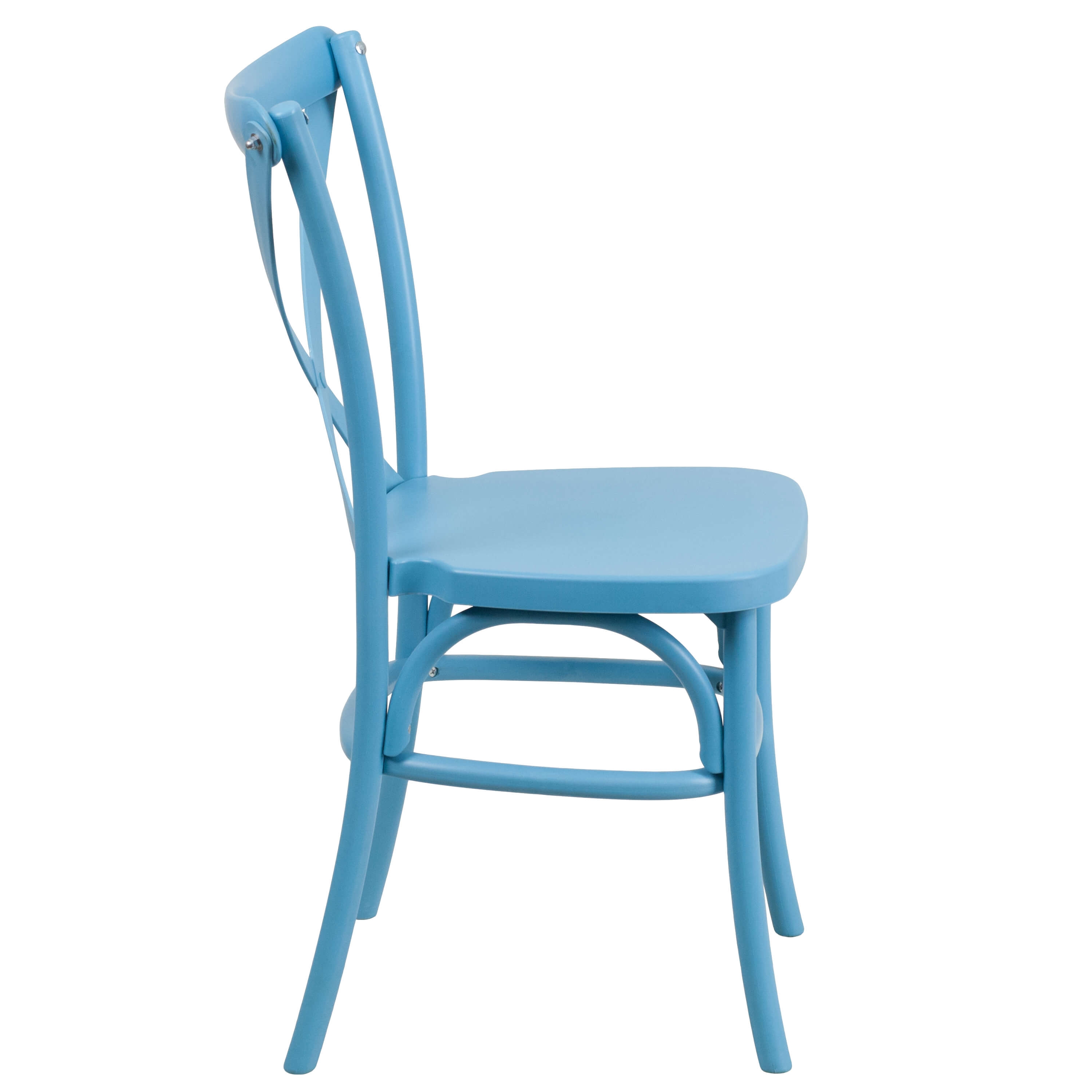 Metal restaurant chair side view