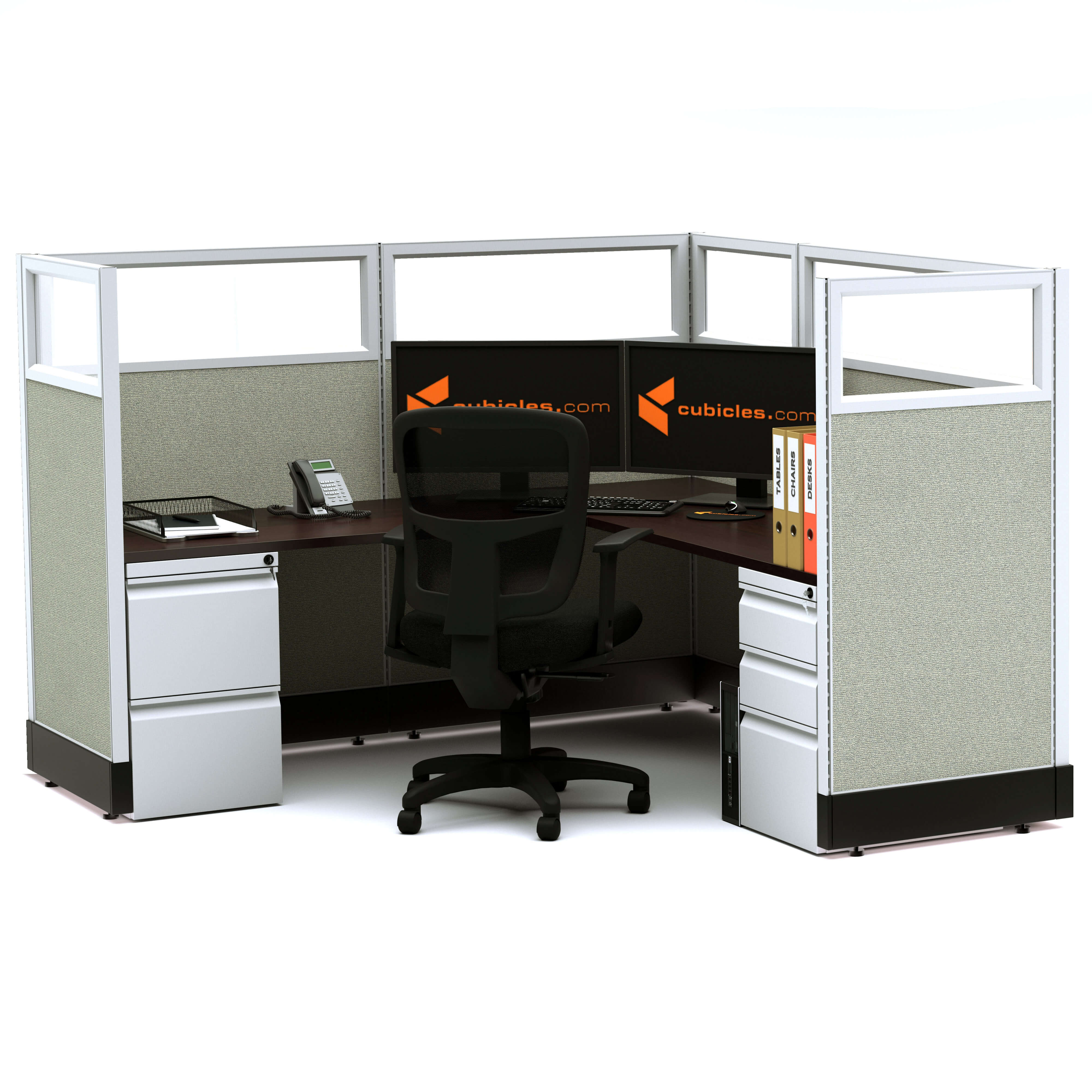 Modular Furniture 53H with Glass Panels Powered Glass Office