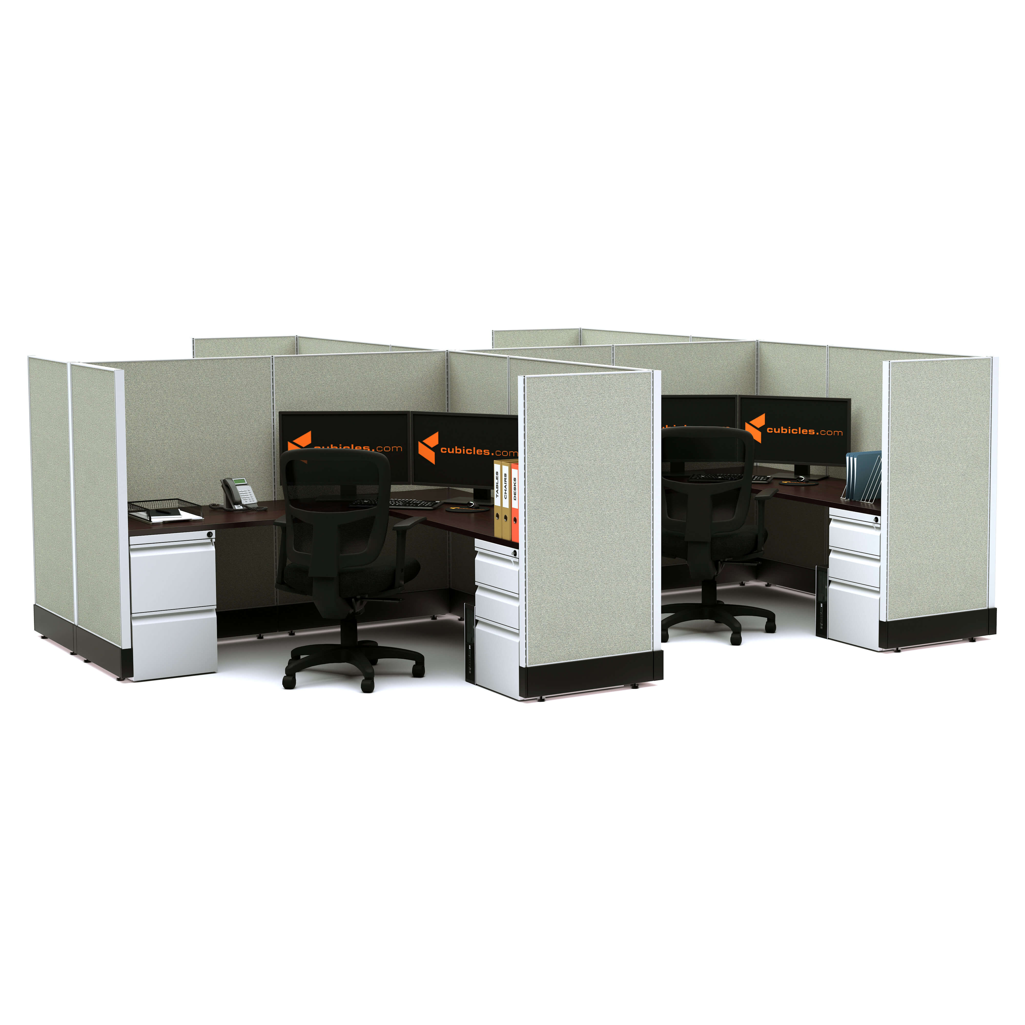 Modular office furniture workstation desk 53 4pack clustered powered
