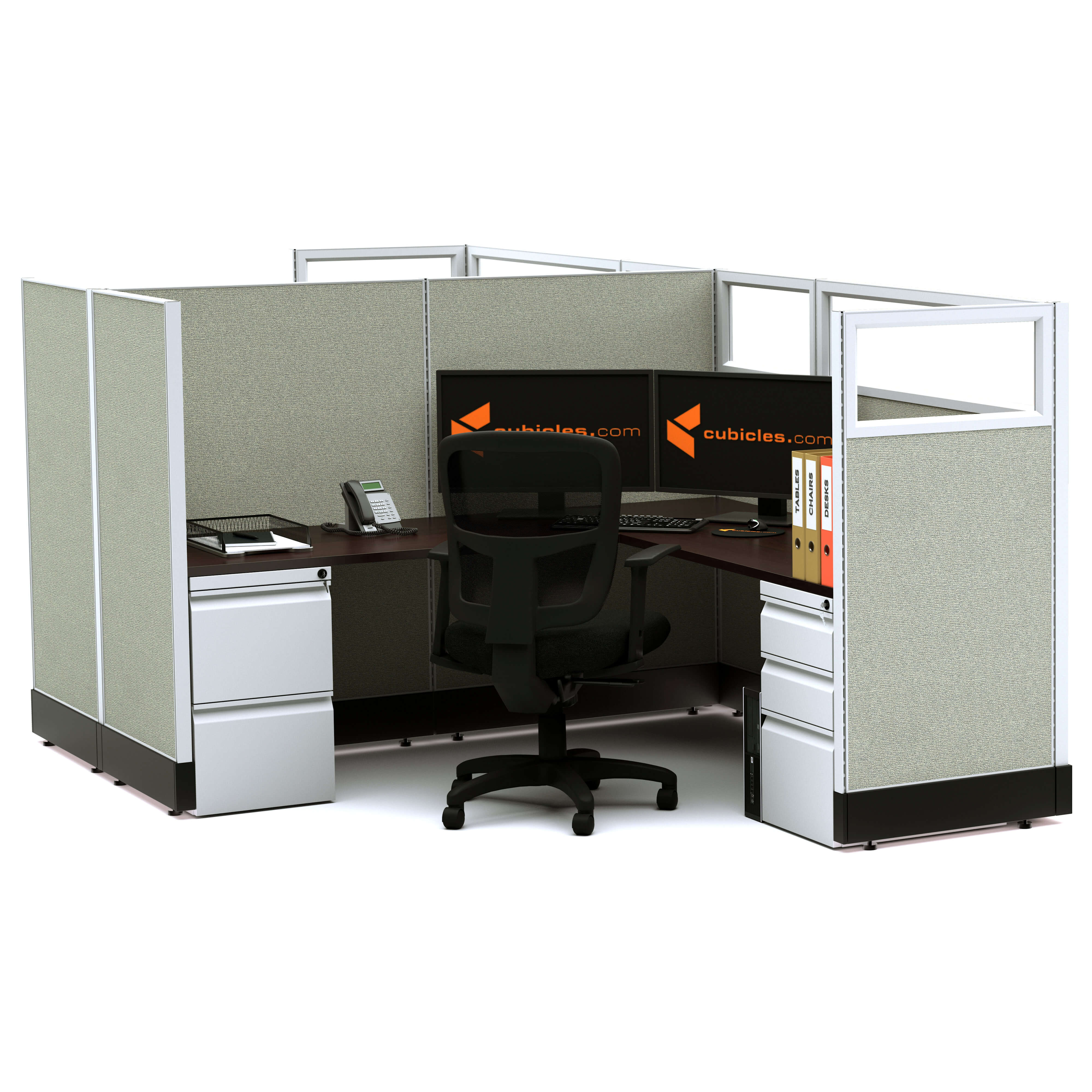 Modular office furniture partial glass office cubicles 53h 2pack cluster non powered