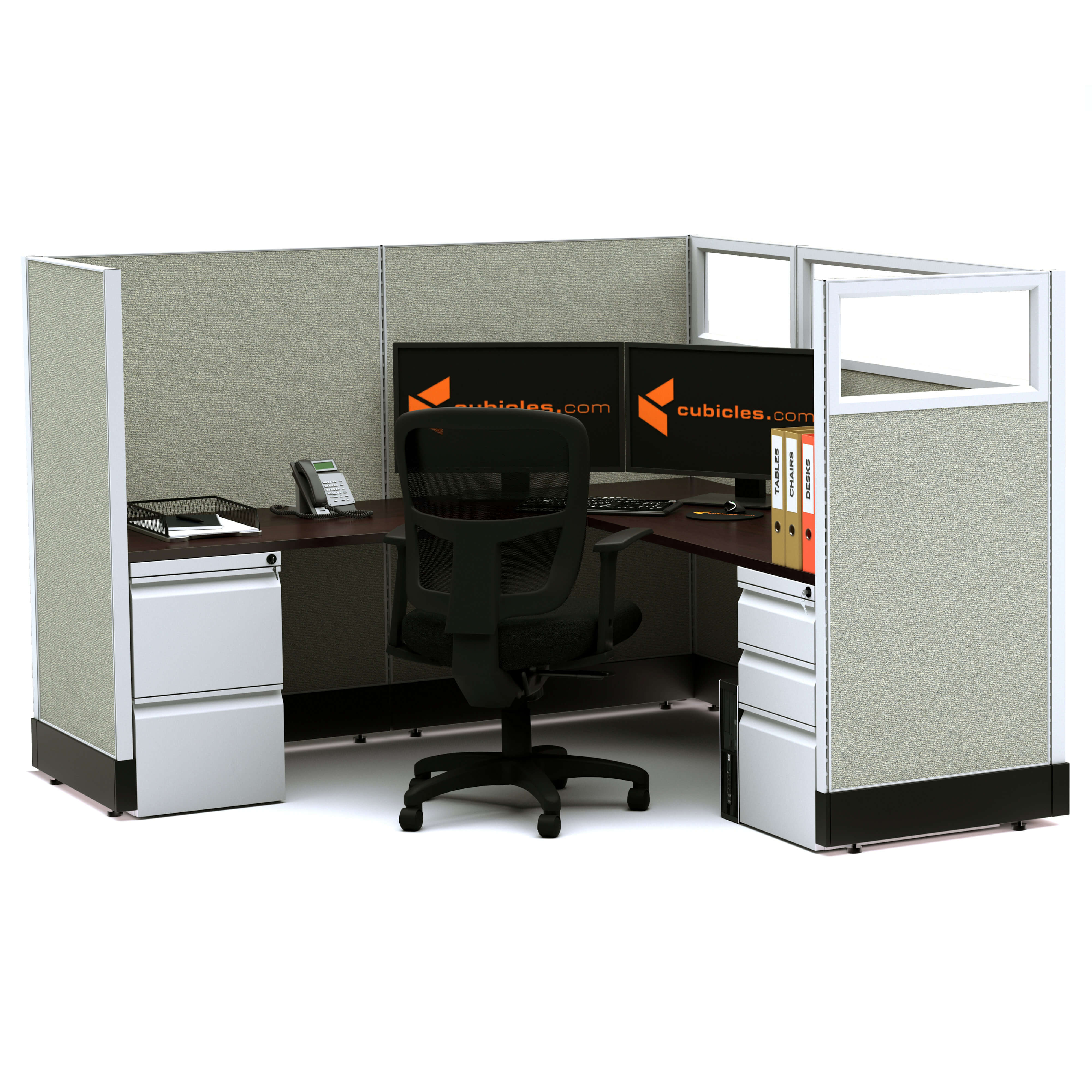 Modular office furniture partial glass office cubicles 53h single non powered