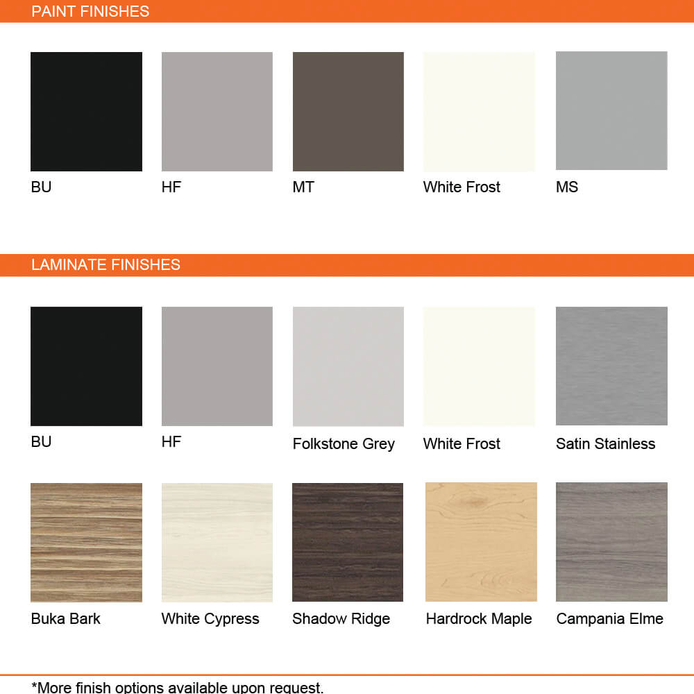 O2 120 ha control room console height adjustable finishes chart