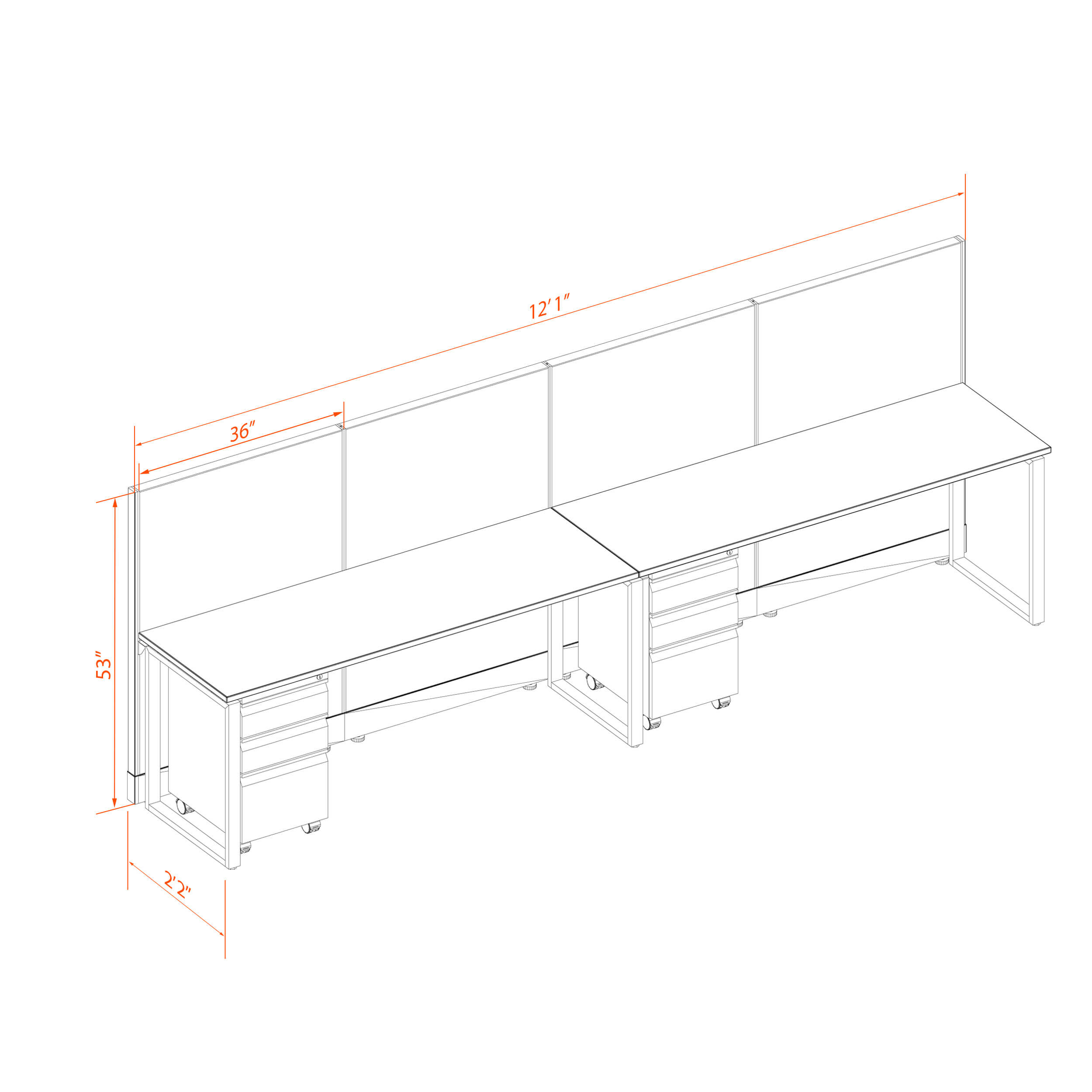 Office benching systems 2p 6253