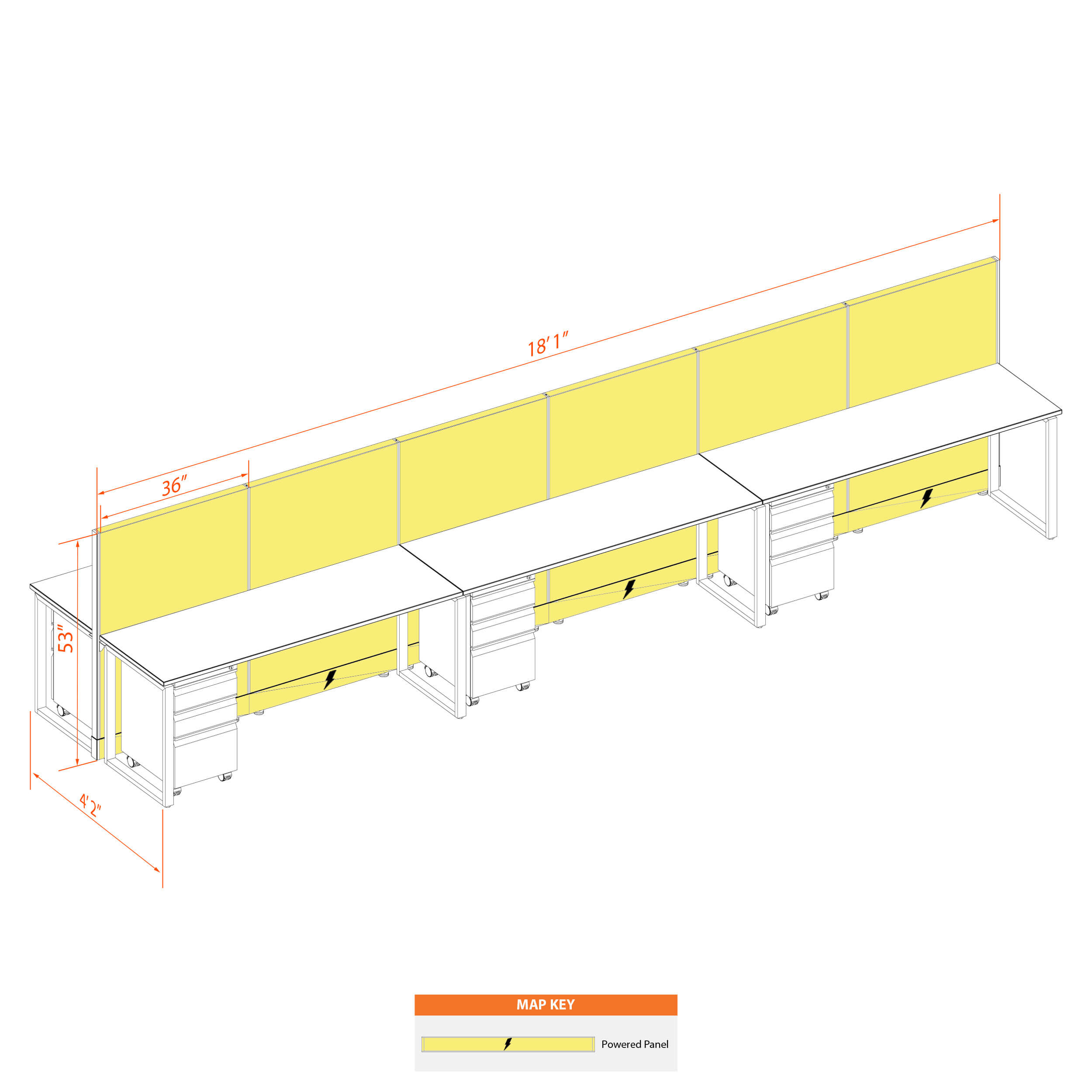 Office benching systems CUB B 6 53 P 62 WHT WH PSO2