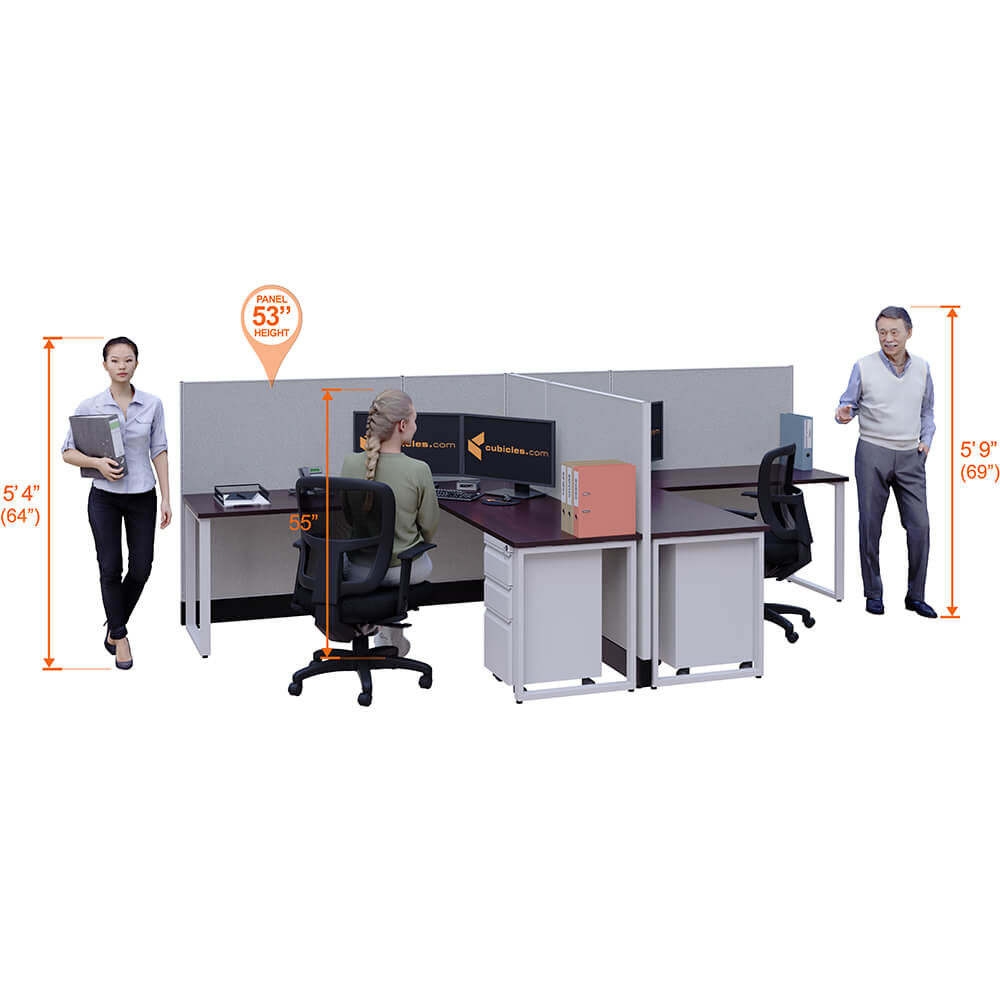 Open plan workstation 53h 2pack t cluster perspective heights