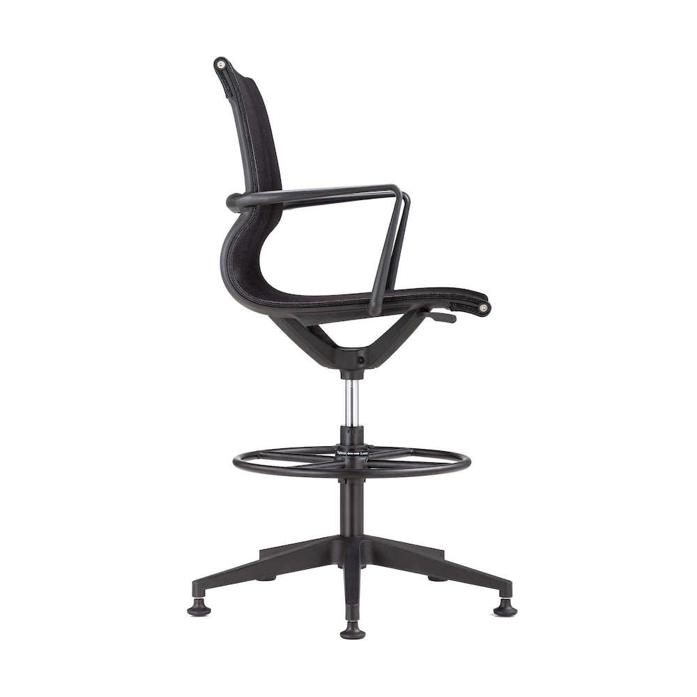 Office chair for standing desk ergonomic stool for standing desks drafting chair stool black frame and black side view