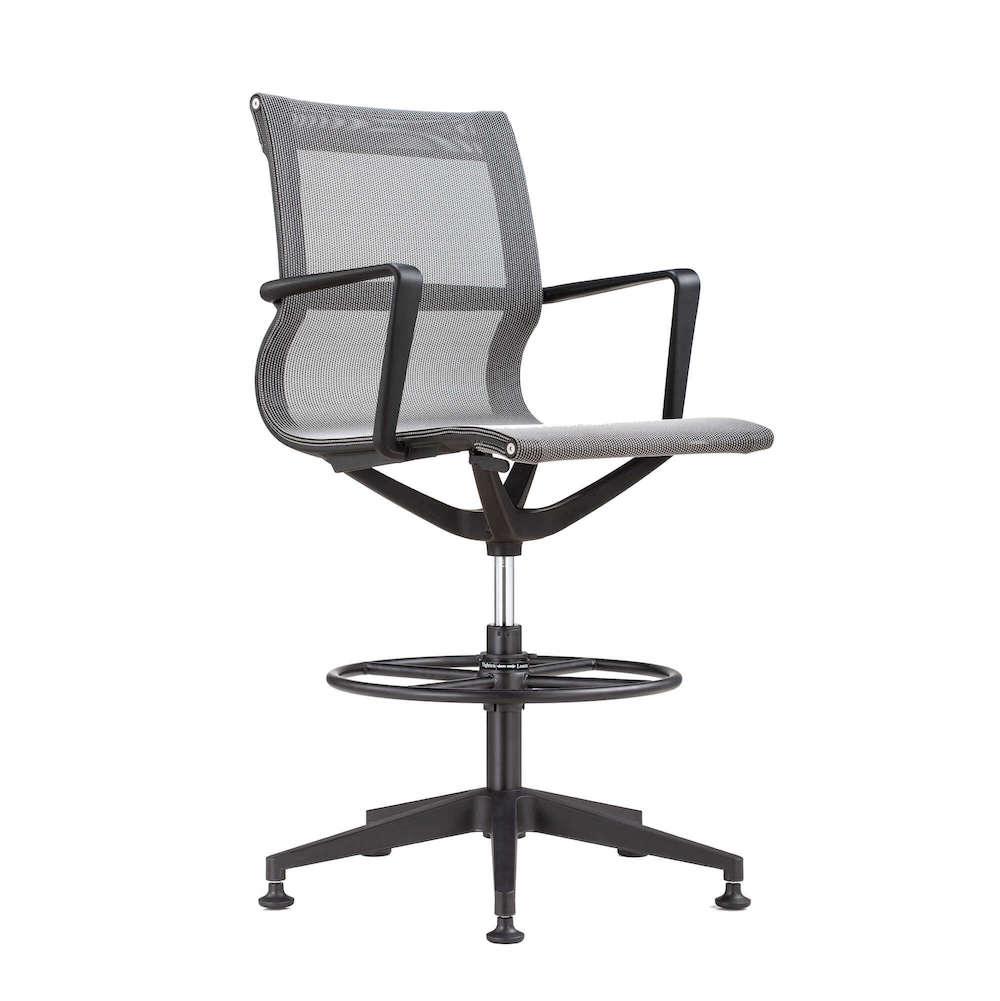 Office chair for standing desk ergonomic stool for standing desks drafting chair stool black frame and gray angle view